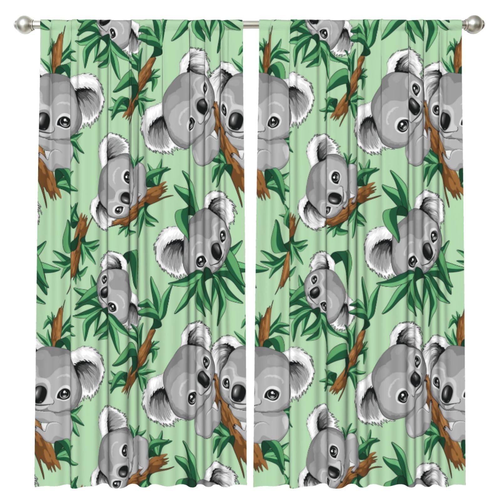 InOmak Cute Koala, 2 Panels Window Curtains 52 x 84 Inch Blackout Curtains for Living Room Bedroom