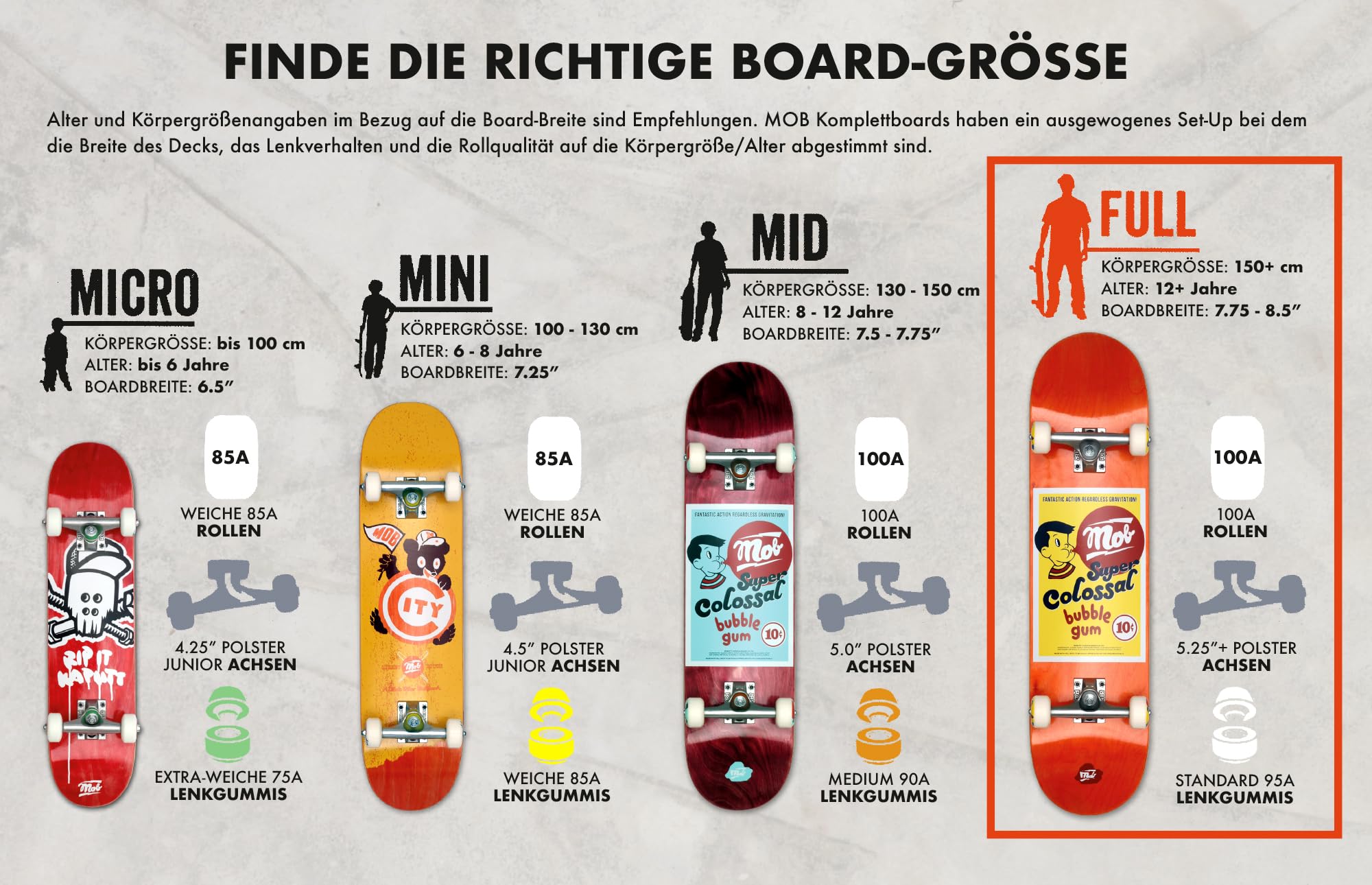 MOB Skateboards Bubble 8.0 – Tavola completa 31 x 8 pollici – Tavola in legno a 7 strati di legno d'acero – già montata – Skateboard per ragazzi, adulti, principianti e professionisti – Arancione