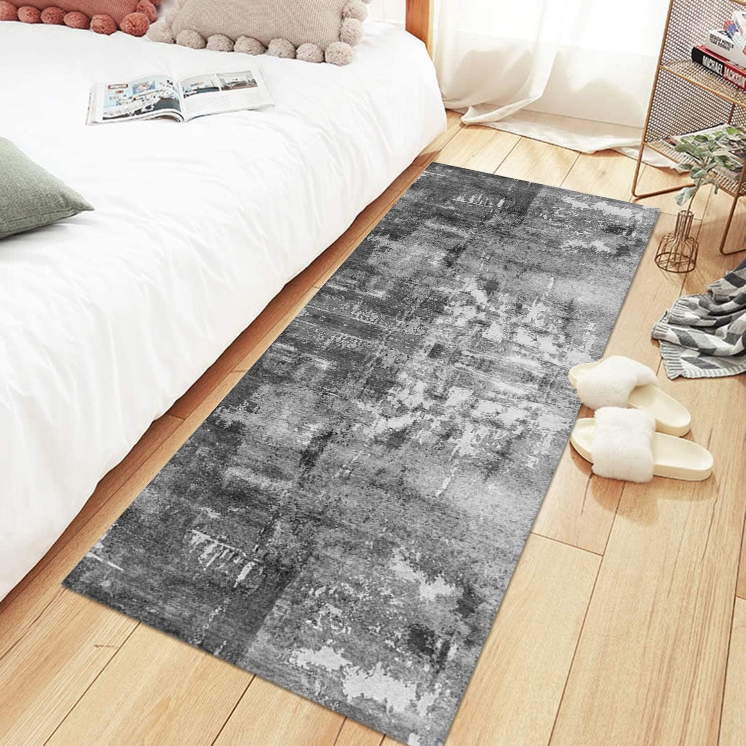 Küchenteppich Waschbar & Rutschfest – 50x120 Cm, Schwarz, Aus Polyester, Saugfähig Für Küche, Flur & Schlafzimmer