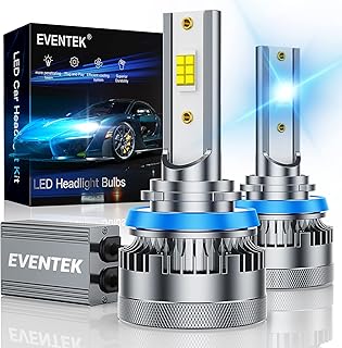 Eventek H11 H8 H9 LED Headlight Bulbs, 60W 14000LM Bright LED Headlight Conversion Kit, Headlight LED Bulbs, 6000K Bright White IP68 Waterproof Halogen Bulb Replacement Plug and Play, Pack of 2