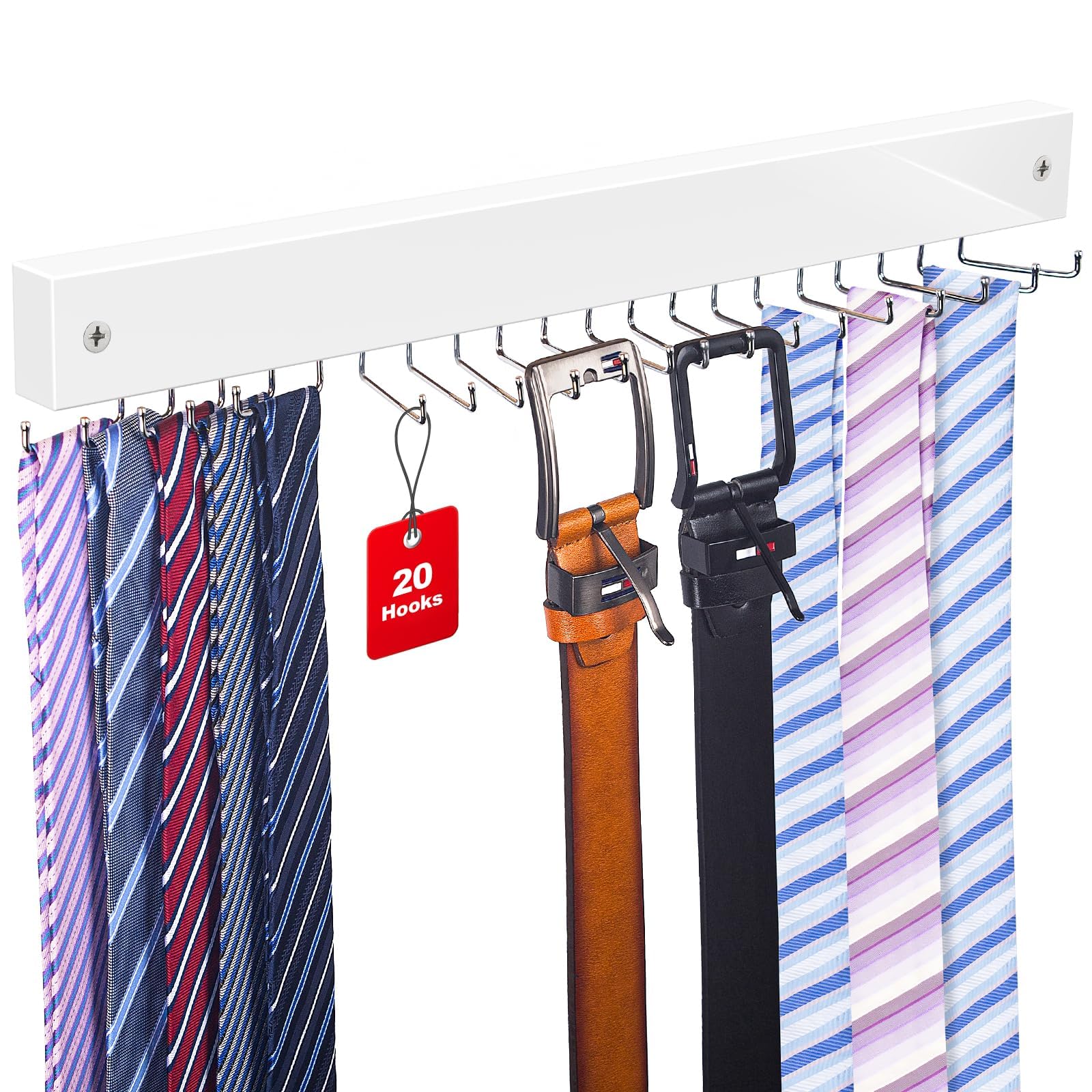 Amazon.com: Tie Rack Wall Mounted, Belt Rack Tie Organizer for Men