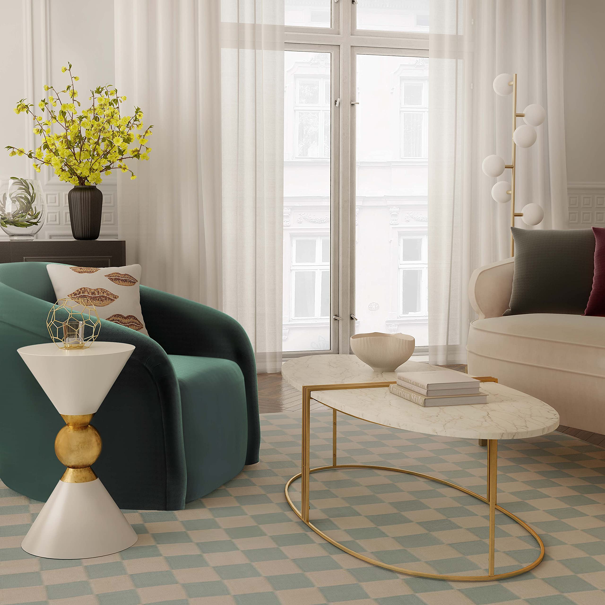 Amazon｜Tov Furniture Balhi テーパー砂時計メタルサイドテーブル 
