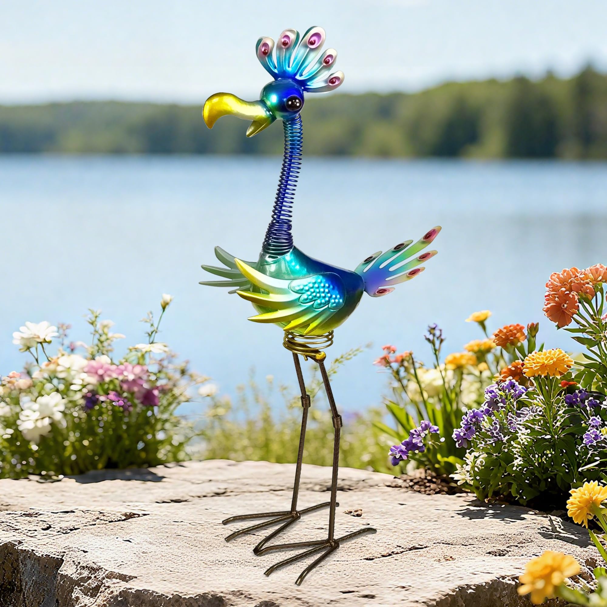 Vibrant Metal Flamingo Decor - Large Metal Yard Art - Outdoor Decoration Garden Statues - Standing Pink Flamingo for Yard, Elegant Flamingos Garden Sculpture & Gift for Women