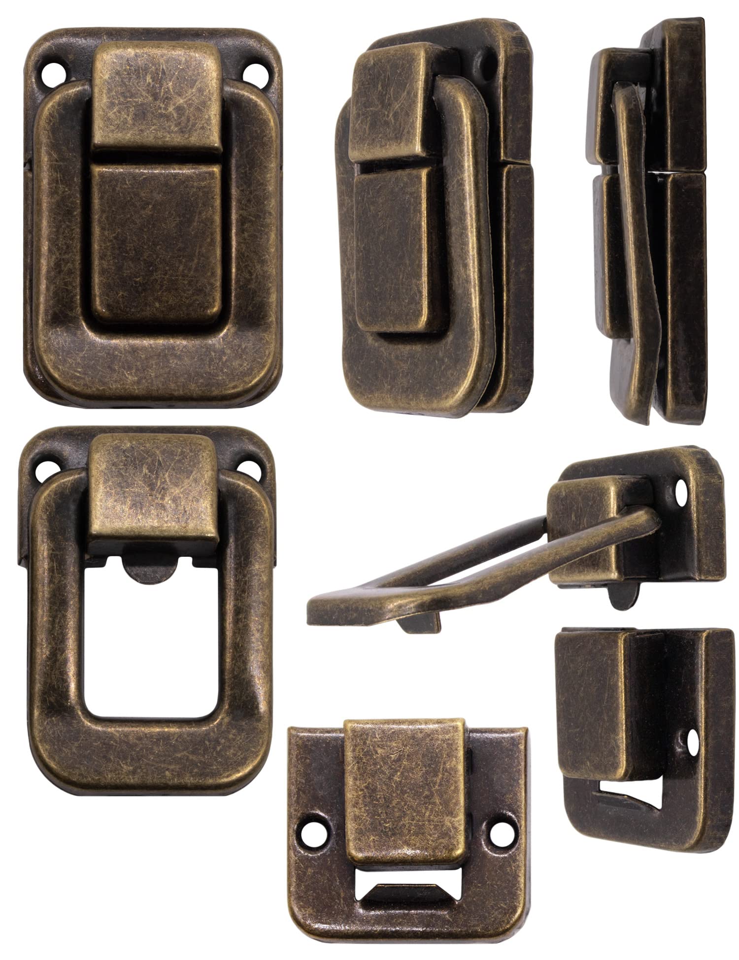 Fuxxer, 4 x serrature a chiusura a gancio per cassapanche, scatole, box, bronzo, 47 x 32 mm