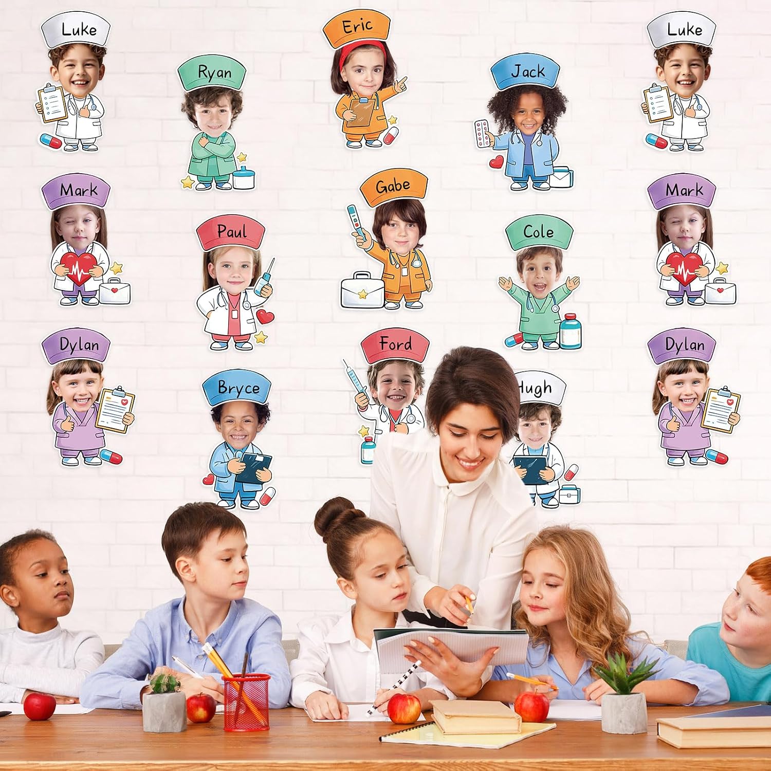 60pcs Nurse Theme DIY Cutouts Healthcare Bulletin Board Decorations Set Doctor Theme Paper Cut-Outs Decor for Medical Rn Nurse Party Classroom DIY Crafts Photo School Wall Door Supplies image 5