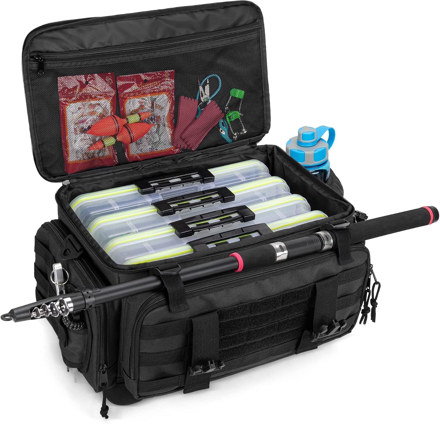 DSLEAF Tackle Box Bag with Rod Holder