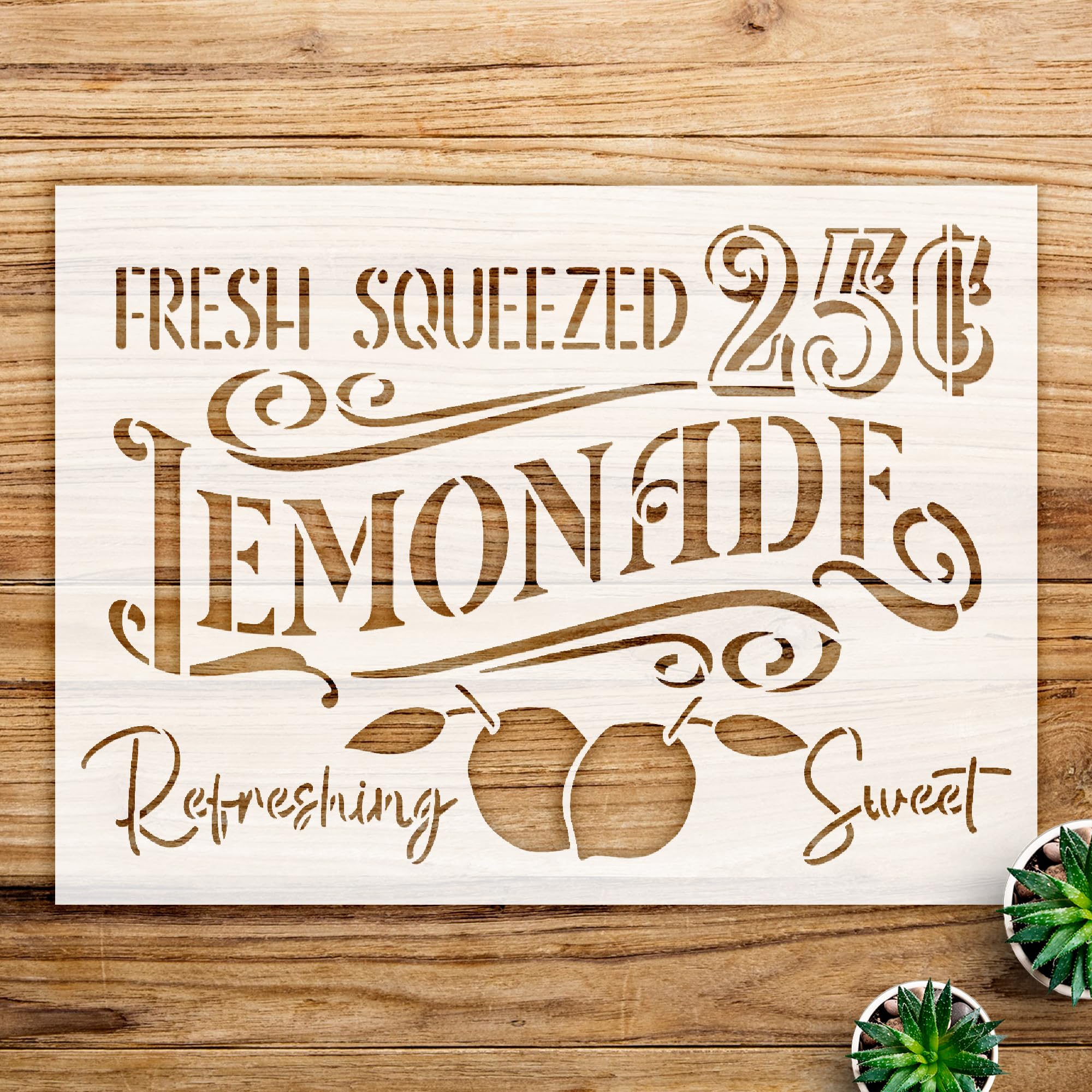 Lemonade Stencil Pattern for Walls and Crafts, Reusable Mylar Template, Ideal for Spring and Summer Kitchen Decor - Size A1 (33.1