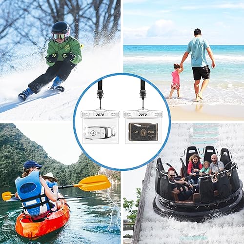 Miniatura 6 de JOTO Paquete de 2 fundas impermeables para llaves de automóvil con cordón para natación, surf, cartera pequeña impermeable, bolsa seca para dinero,