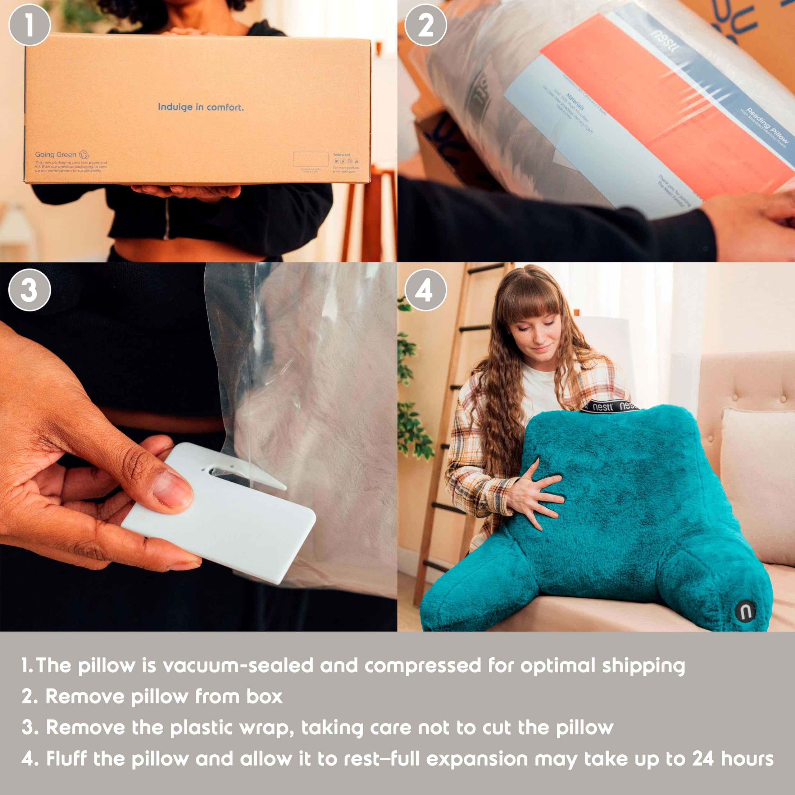 Nestl Pelz-Lesekissen, stilvolles Rückenkissen zum Sitzen im Bett, Kunstfell-Bett, Stuhlkissen mit Armen, Lesekissen zum Sitzen im Bett, Erwachsene und Kinder, Sit-Up-Rückenstützkissen für Bettruhe,
