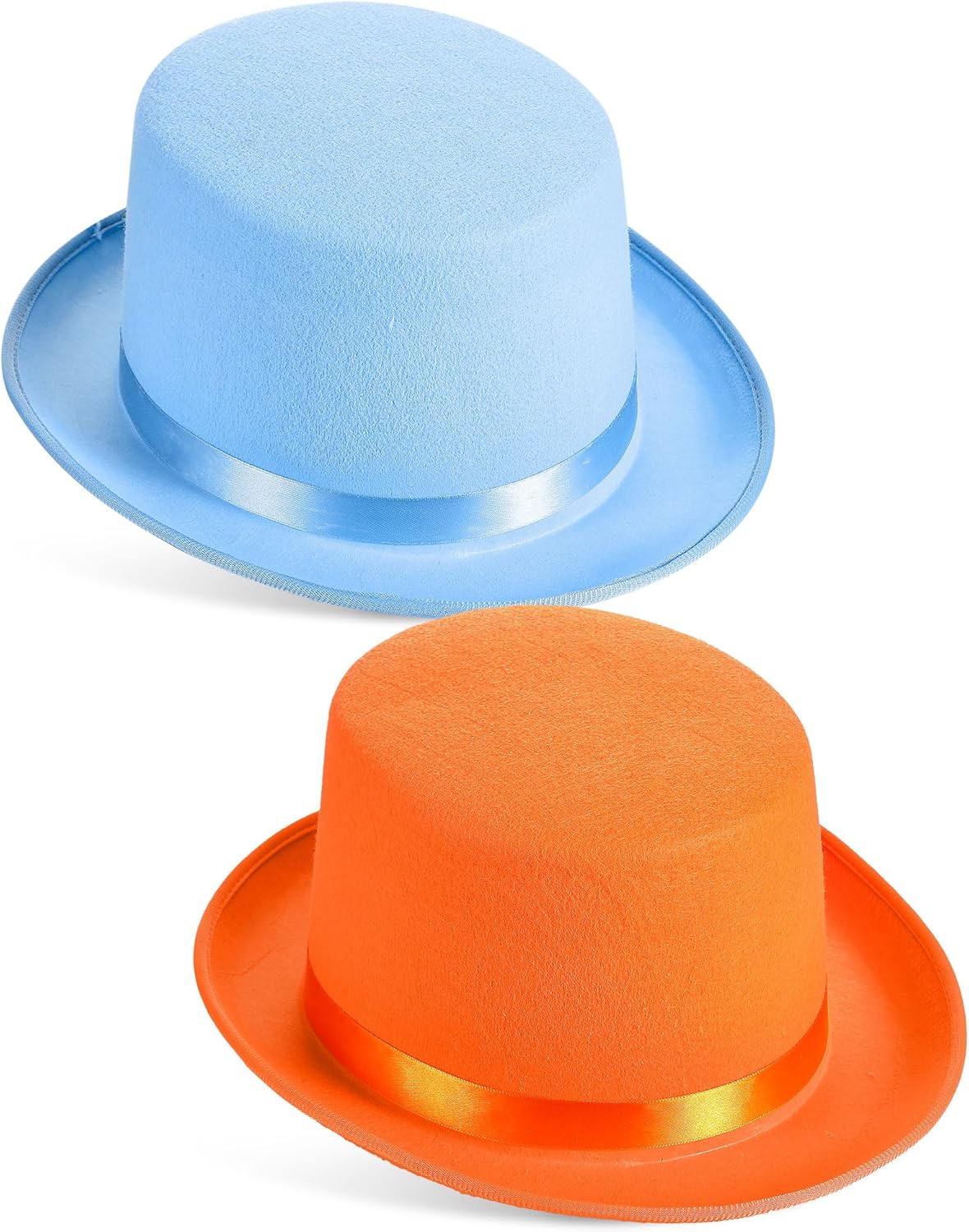 Geyoga 2 Pcs Adult Blue and Orange Top Hats Funny Felt Top Hat Costume Set Novelty Holiday Party Comedy Cosplay Accessory