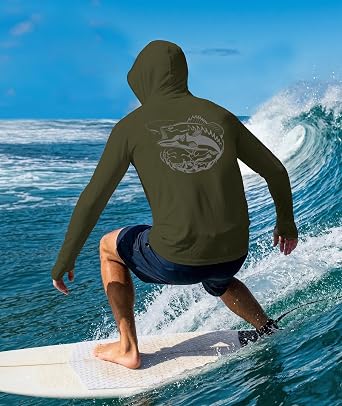 ZITY Fishing Shirts for Men with Mask UPF 50+ UV Sun Protection Rash Guard Long Sleeve Hoodie