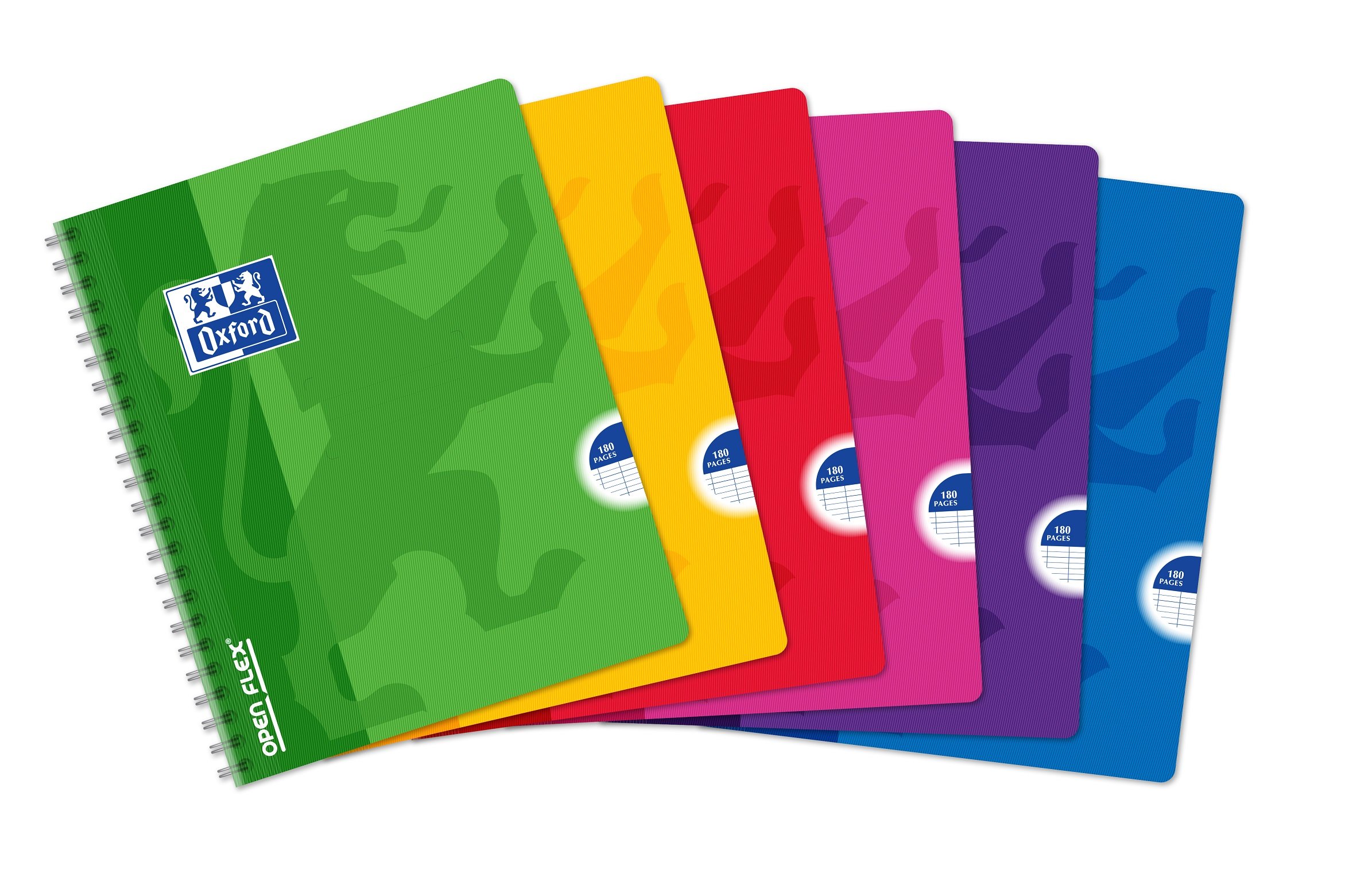 Oxford OpenFlex Wirebound Notebook 180 Pages Large Squares Seyès 17 x 22 cm Set of 5 Assorted Colours