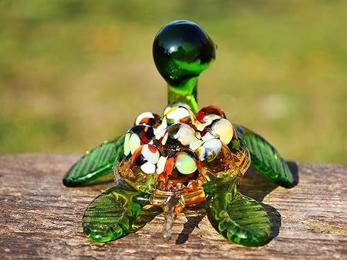 Miniatura 3 de Figura de tortuga de cristal verde de 3 pulgadas, miniatura soplada a mano estilo Murano, adorno de tortuga marina para tanque de acuario, estante