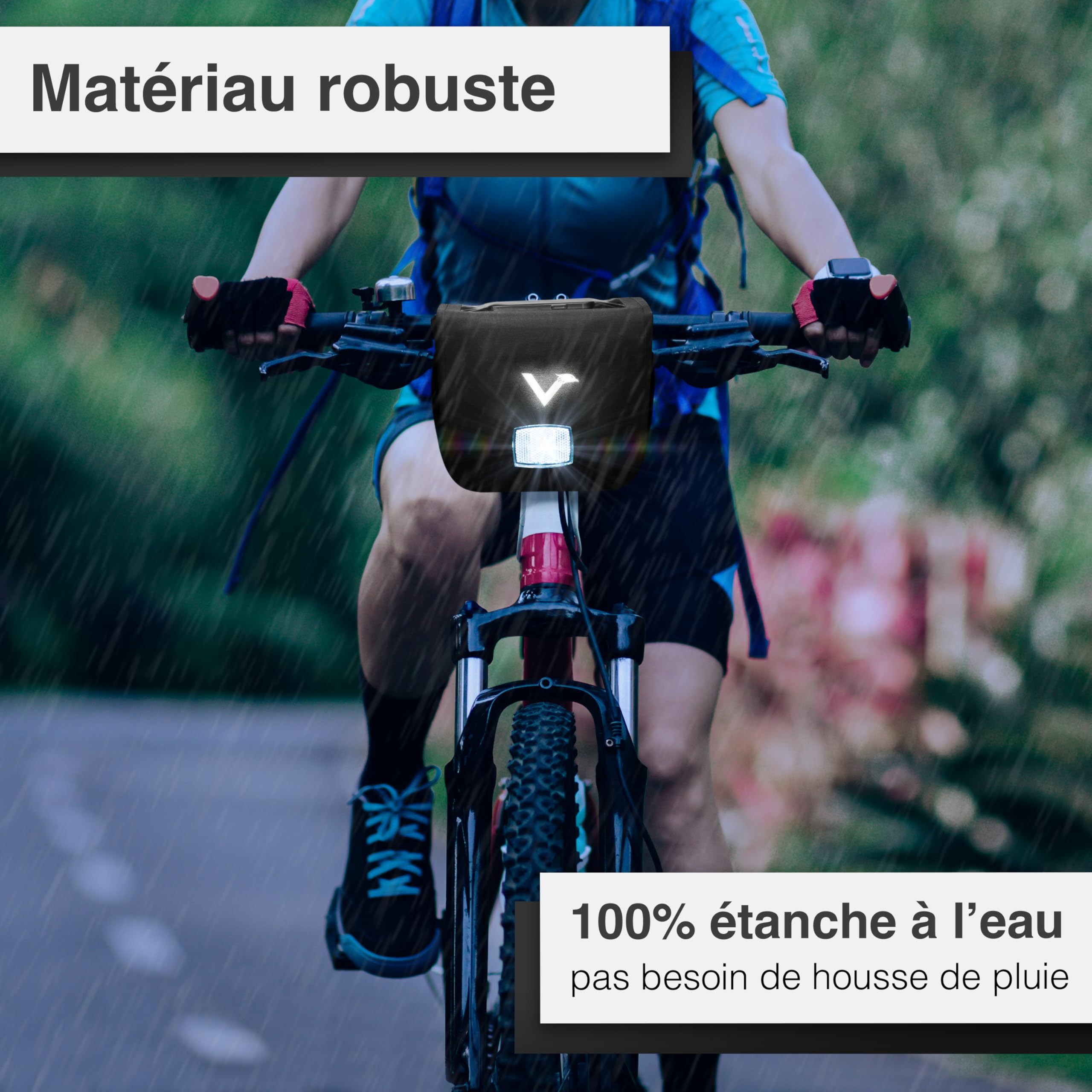 Valkental® x KLICKfix® - Sacoche de Guidon Étanche, 7L, Sac de Vélo Robuste avec Fermeture Magnétique et Compartiment pour Téléphone