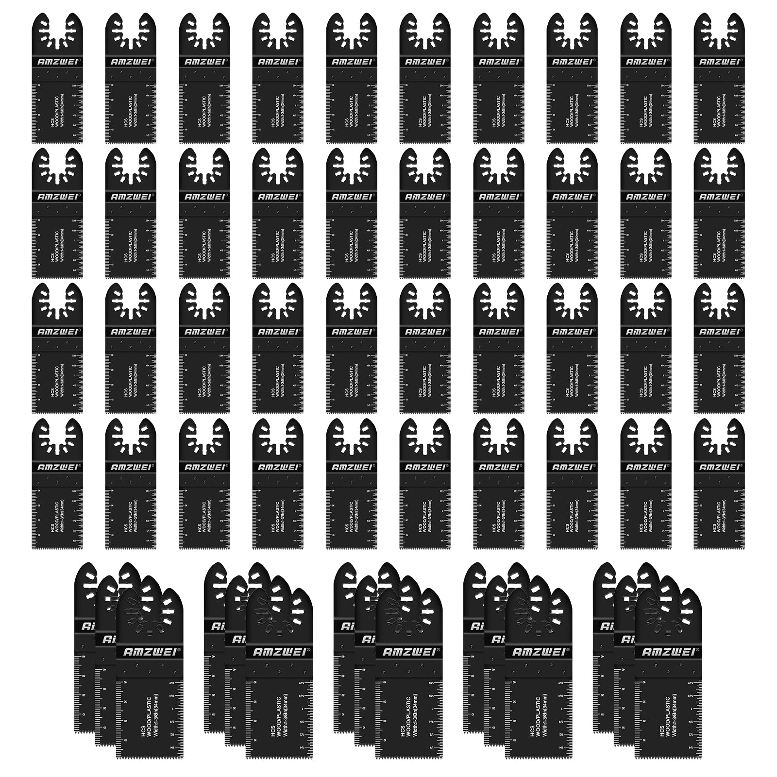 Amzwei Black 55Pcs Multi Tool Blades, Universal Multitool Blades For Wood Plastics Cutting, Oscillating Multitool Quick Release Compatible With Dewalt Milwaukee Bosch Makita Dremel