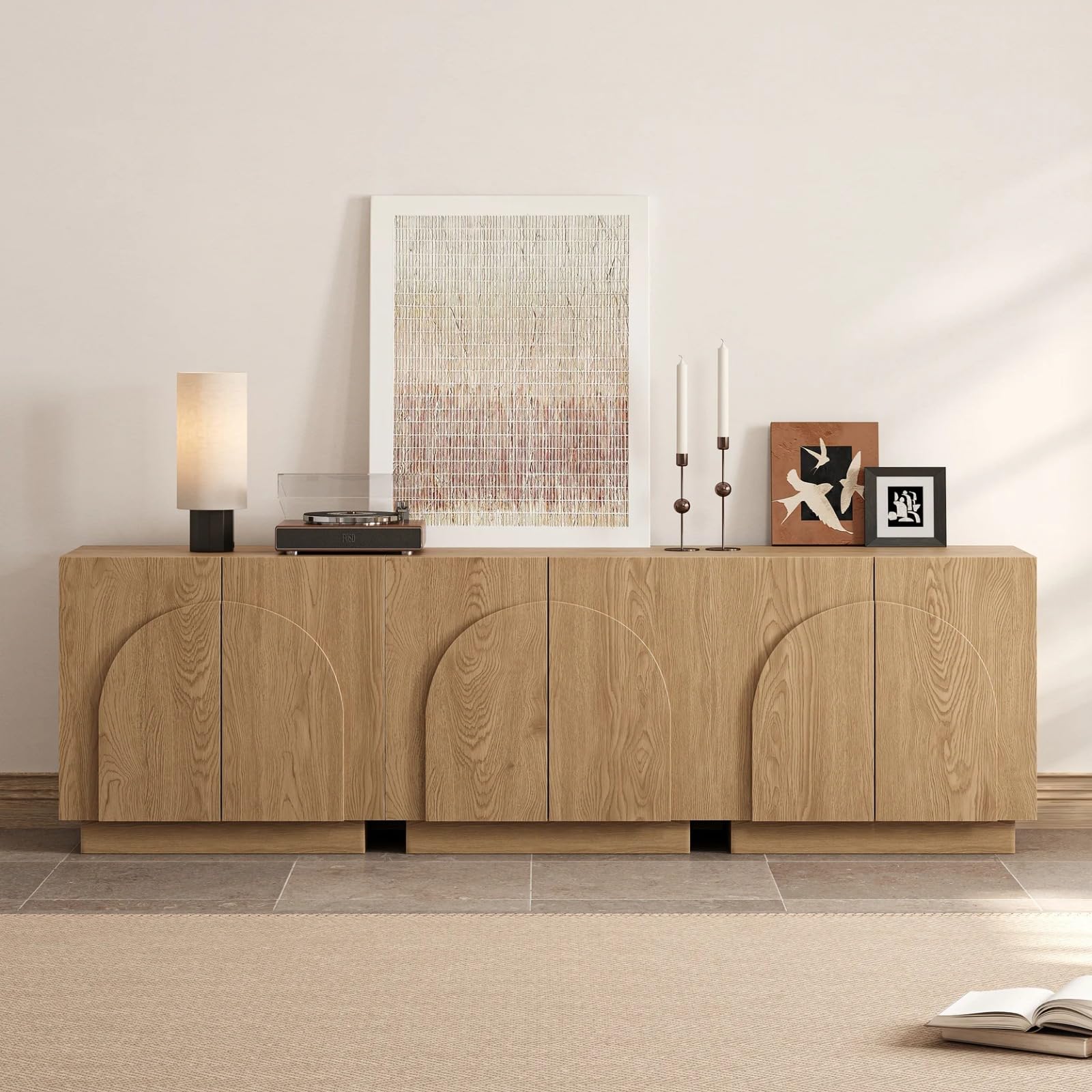 NG Decor 94" 3-Piece Modular Oak TV Stand with Storage Engineered Wood TV Entertainment Unit (Finish Color - Brown-image-45