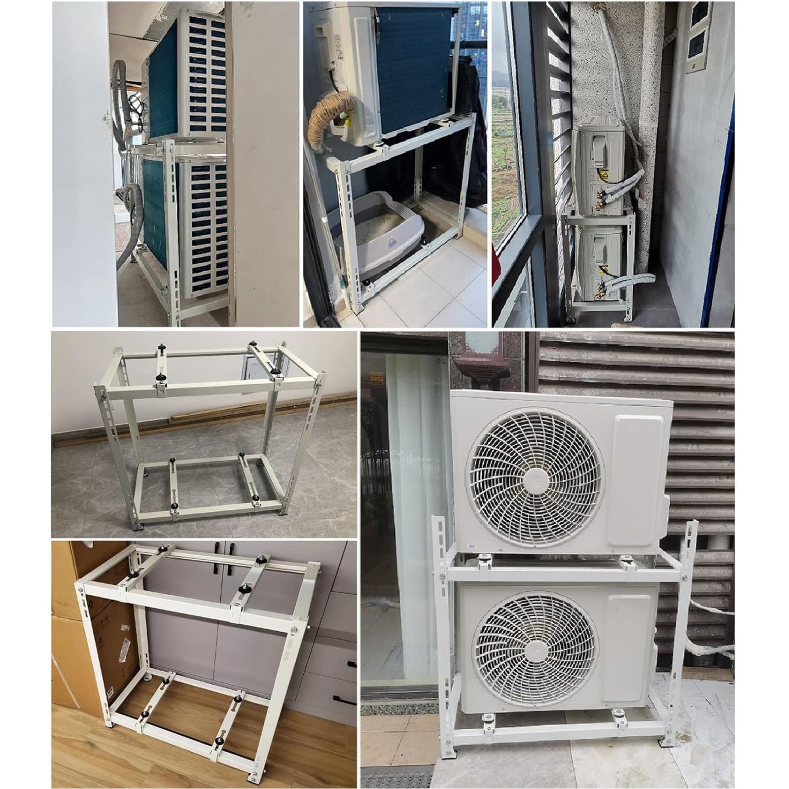 Générique Uchwyt podłogowy do mini klimatyzatora Split, stalowy wspornik ocynkowany do systemów pomp ciepła od 9 000 do 18 000 BTU, dwupoziomowy uchwyt do montażu podłogowego (wymiary: 80 x 40