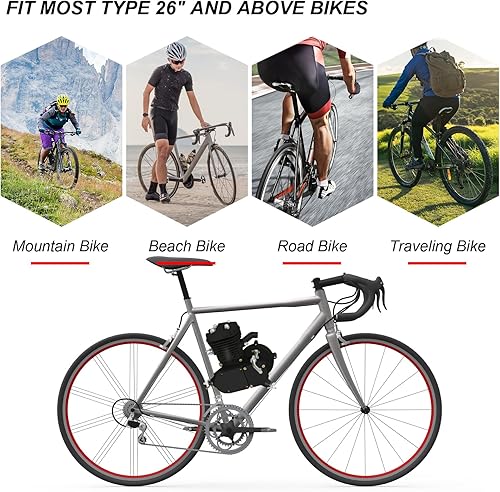 Miniatura 3 de Ktaxon Kit de motor de bicicleta de 100 cc, motor de 2 tiempos, kit de motor de bicicleta con motor súper eficiente y potente para la mayoría de