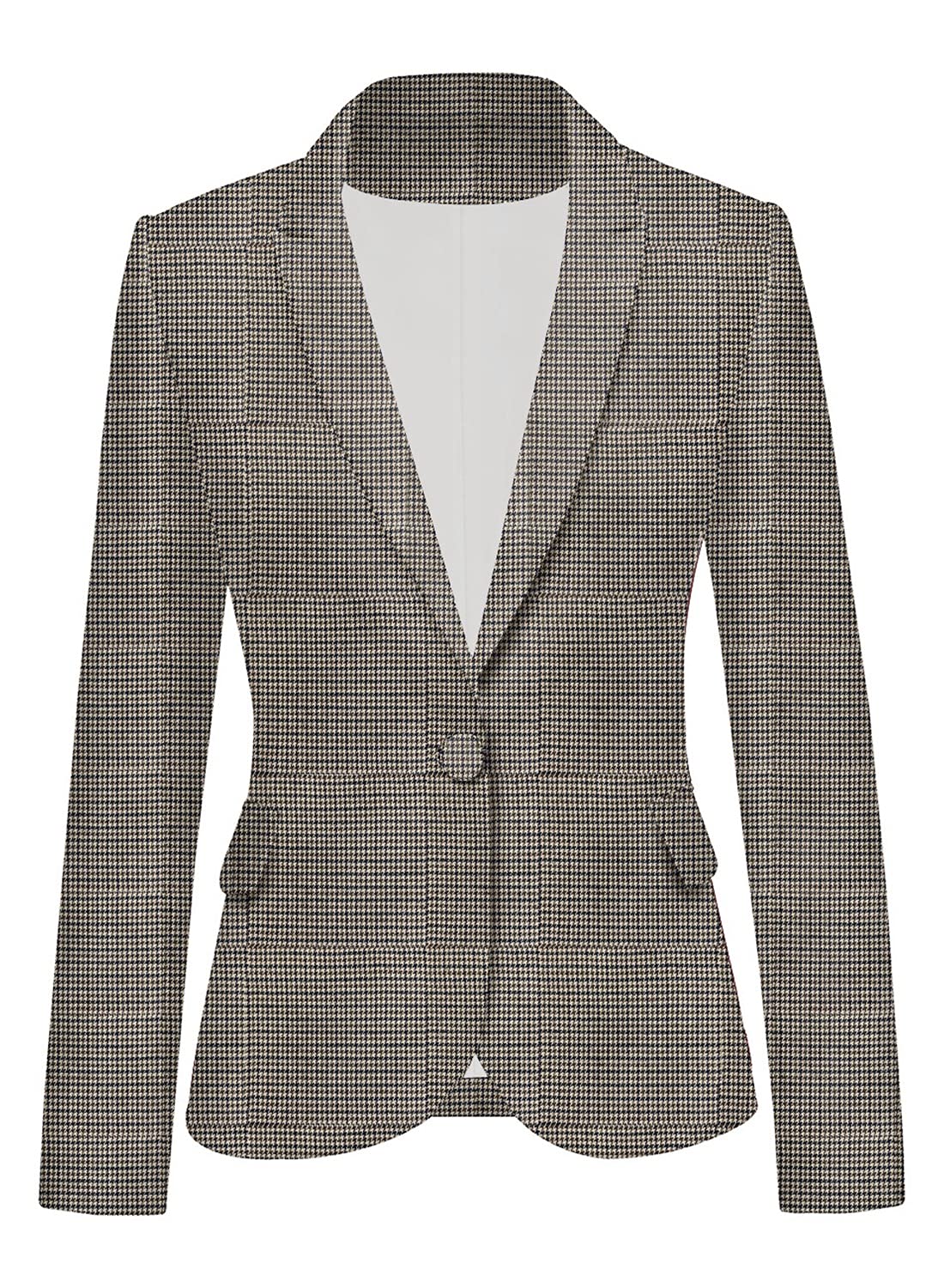 Womens Notched Lapel Pockets Button Work Office Blazer Jacket Suit