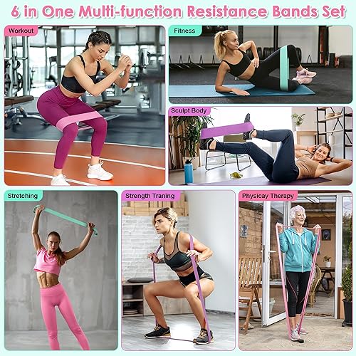 Miniatura 5 de Bandas de resistencia de tela para entrenar, cinturón ancho con múltiples niveles de resistencia. Bolas de equilibrio de yoga. Ideal para ejercicios