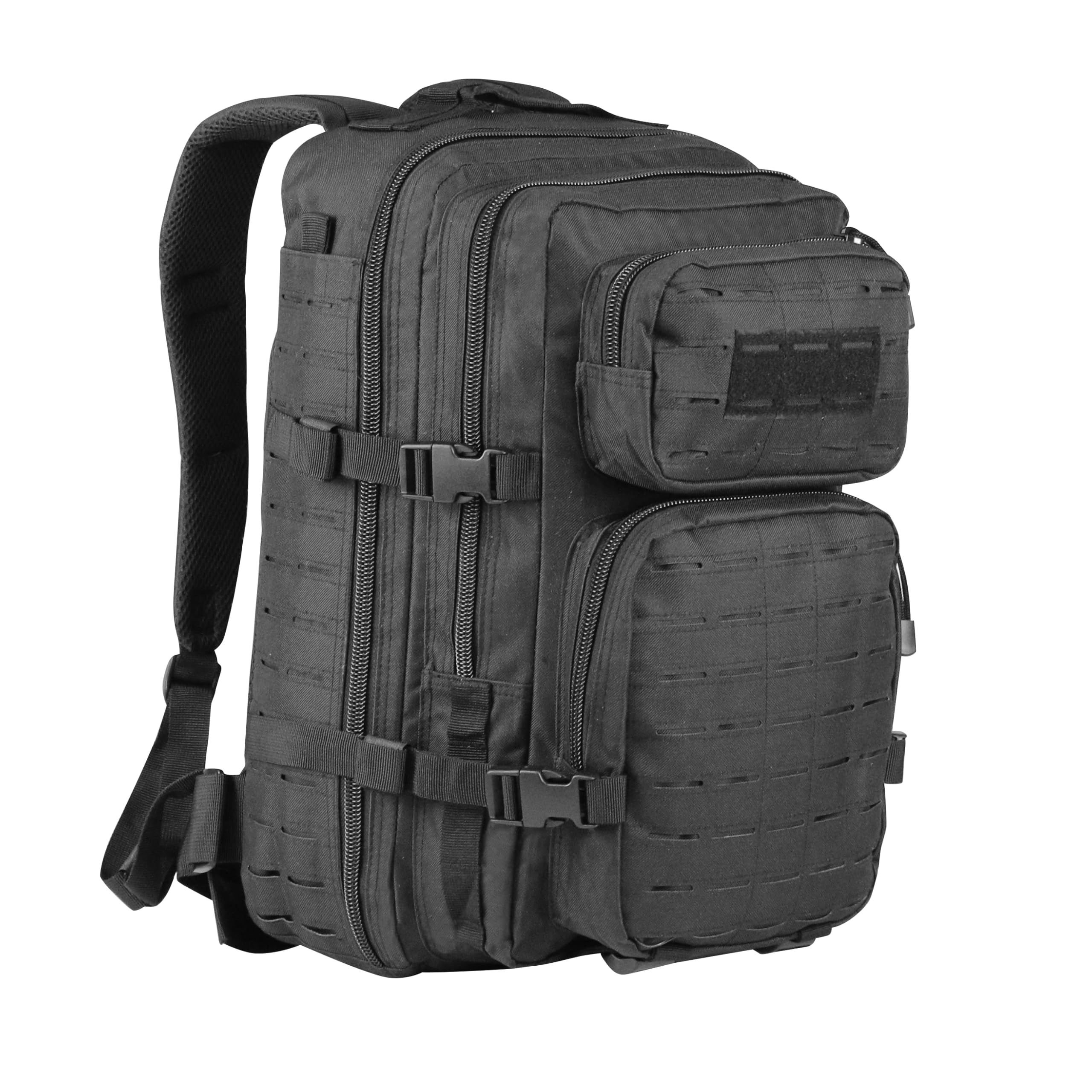 ZSearARMY 40L Tactical Backpack, Camouflage Military Bug Out Bag, Durable MOLLE Hiking Camping Gear (BLACK)