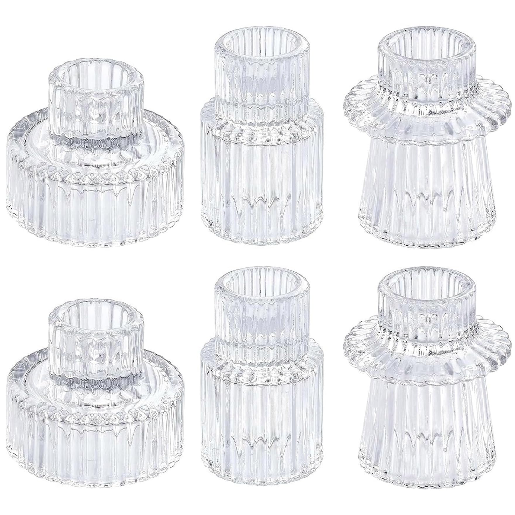 Bougies à côtes claires pour déco de table mariage et dîner romantique à la maison x6