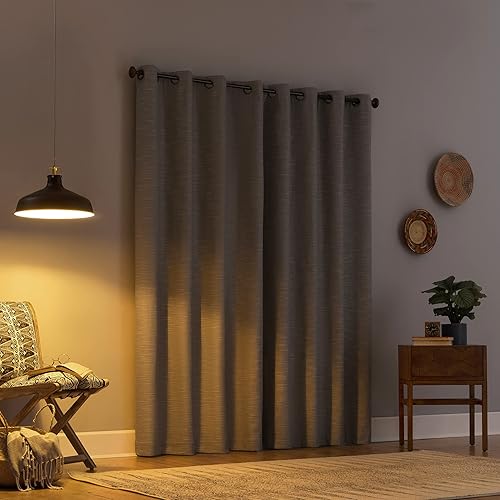 Miniatura 2 de Archaeo Cortina texturizada de mezcla de lino con ojales, 50 x 63 pulgadas, color gris