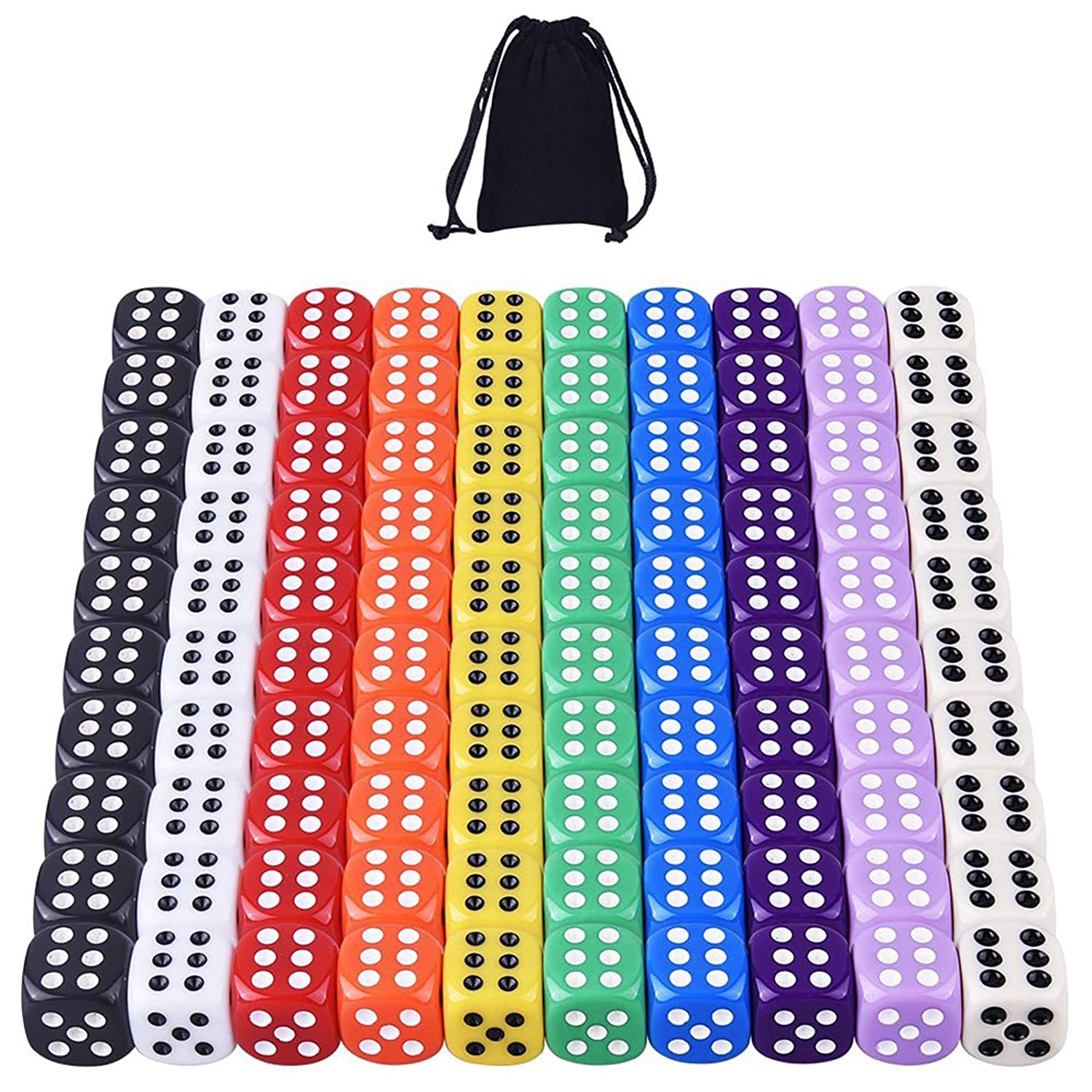 Lot De 100 Dés 6 Faces Translucides – Couleurs Assorties, 16 Mm – Idéaux Pour Jeux De Société Et Apprentissage Des Maths