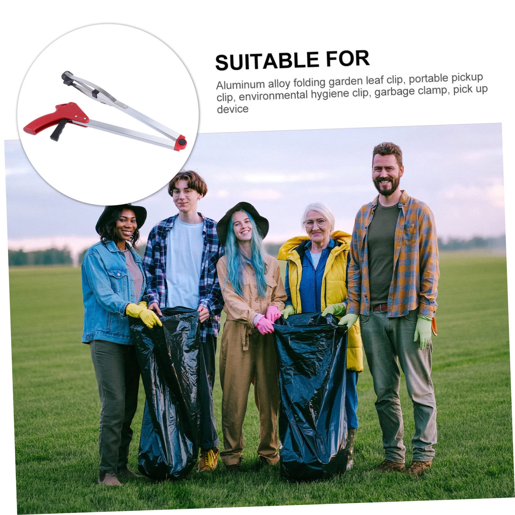 Toddmomy 2 Pièces Pince Ramasse Déchets Multifonctionnelle Aluminium Pliable avec Poignée Rouge Outil Pratique pour Collecte Débris de Jardin
