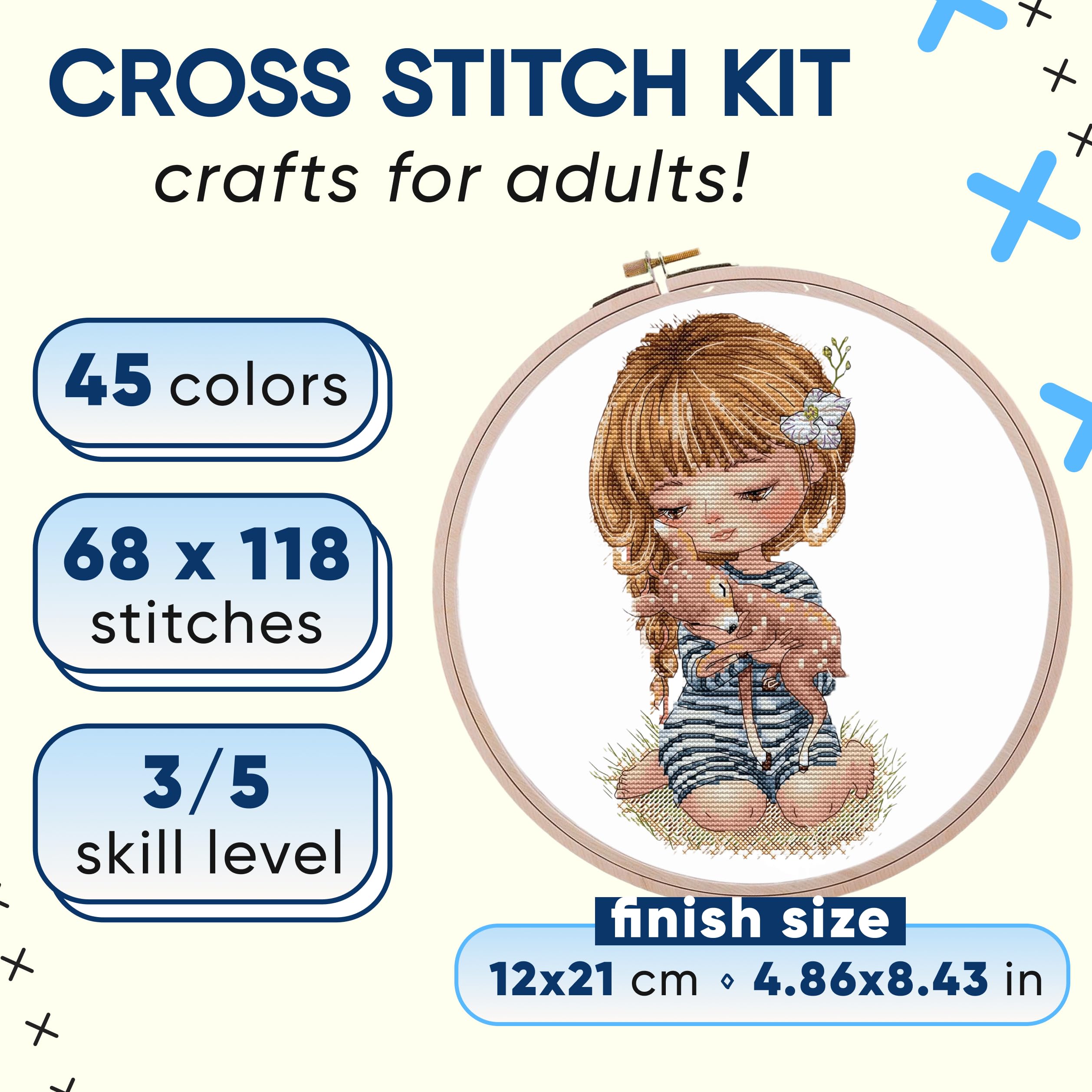 HobbyJobby Cross Stitch Kit The Nearby Friends, Counted Cross Stitch Kit for Adults Needlecraft and Embroidery Kit - Image 2
