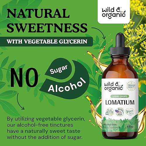 Miniatura 6 de Tintura de raíz de lomatium - Gotas líquidas orgánicas de Lomatium Dissectum - Vegano, suplemento sin alcohol - 4 onzas líquidas