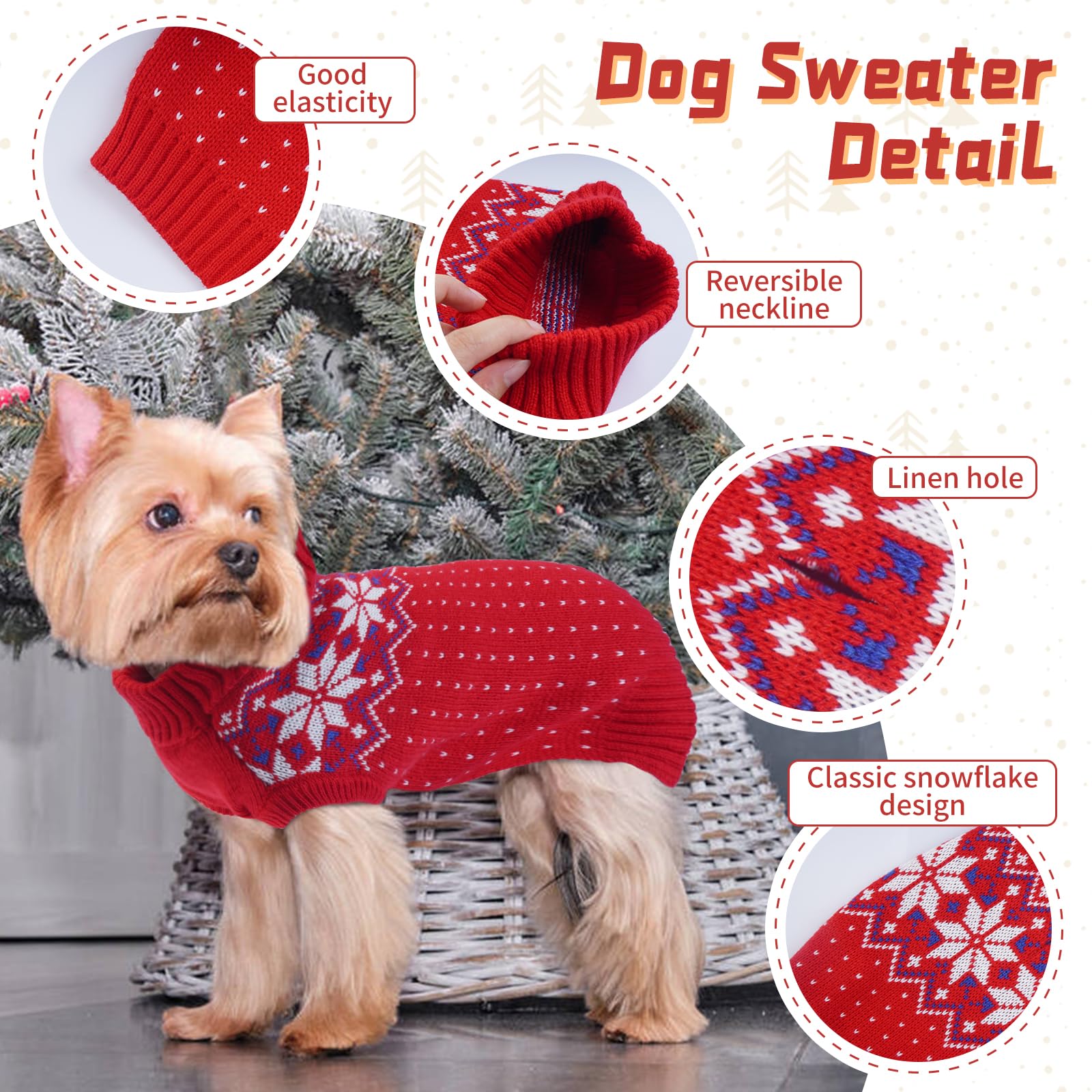 Maglione caldo per cani e gatti di piccola e media taglia, pullover invernale per animali domestici (XS, rosso)
