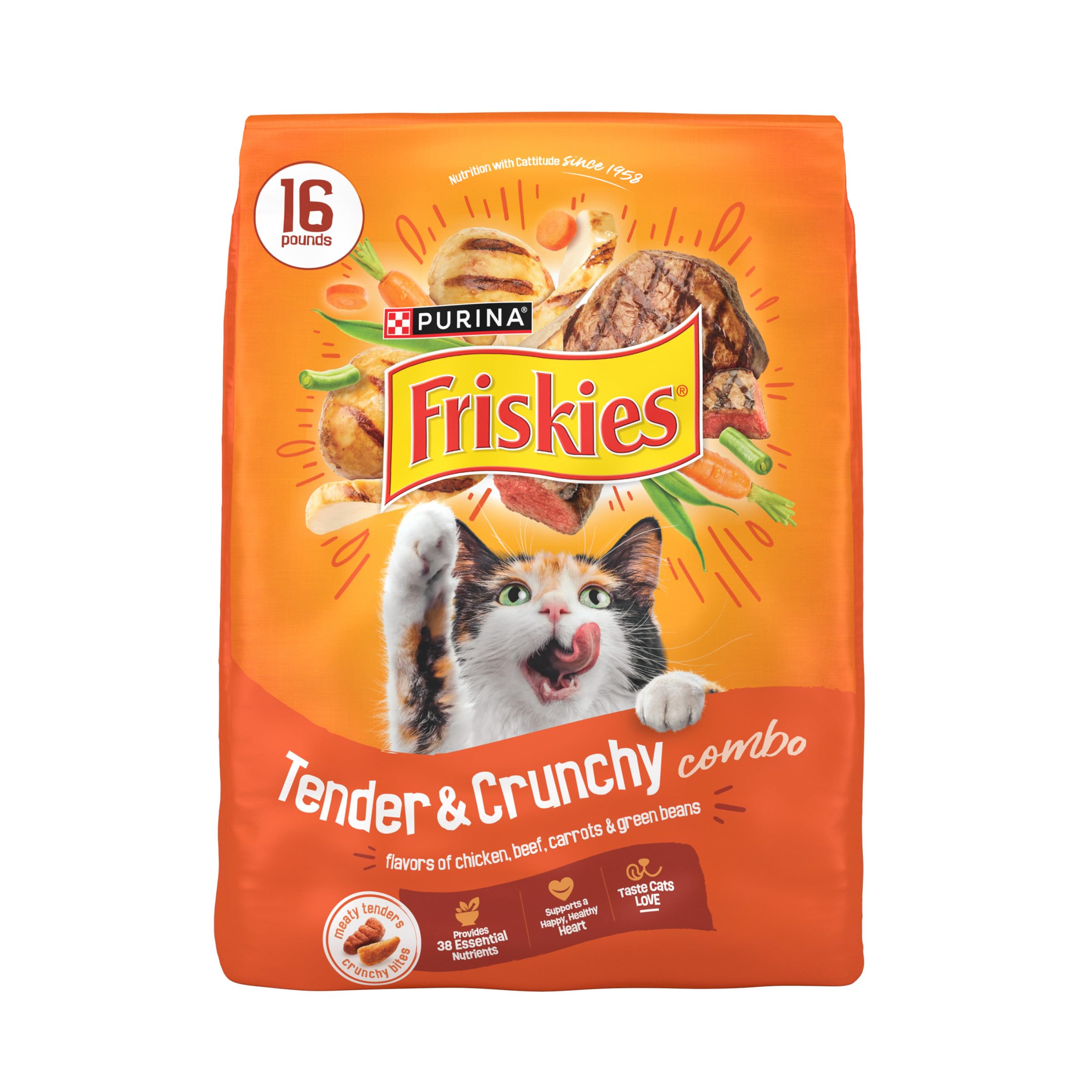Purina Friskies Tender and Crunch'd With Flavors of Chicken, Beef, Carrots and Green Beans - 16 lb. Bag