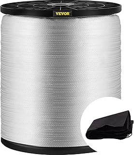 VEVOR 2500Lbs Polyester Pull Tape, 528' x 3/4" Flat Tape for Wire & Cable Conduit Work Variable Functions, Flat Rope for Pulling/Loading/Packing in Any Weather CONDITON, White