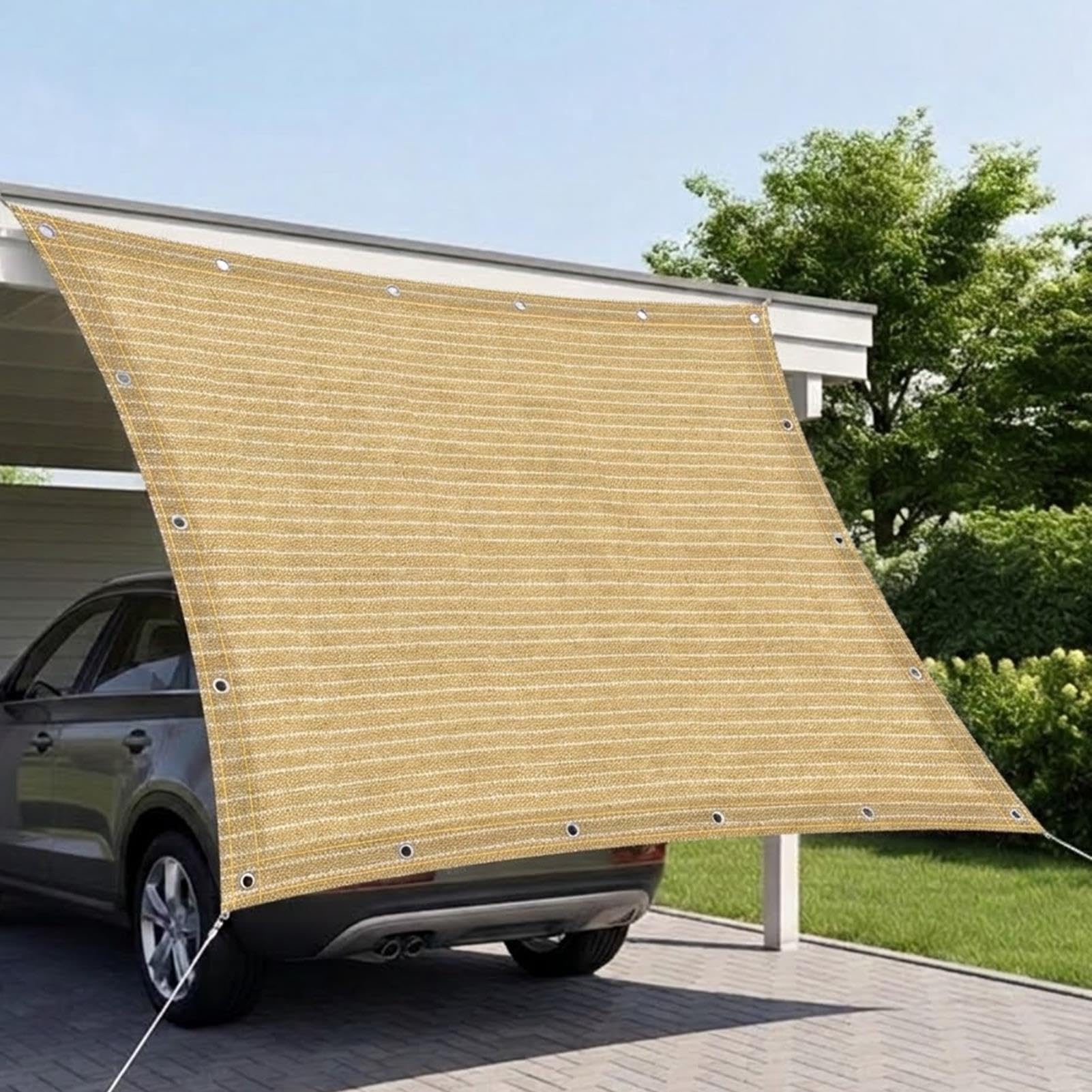 Tkanina przeciwsłoneczna 240 x 670 cm, 90% zacienienia, ochrona przed promieniowaniem UV, plandeka z siatki z opaskami kablowymi i liną, do ogrodzenia i balkonu, do szklarni, ogrodu, na balkon