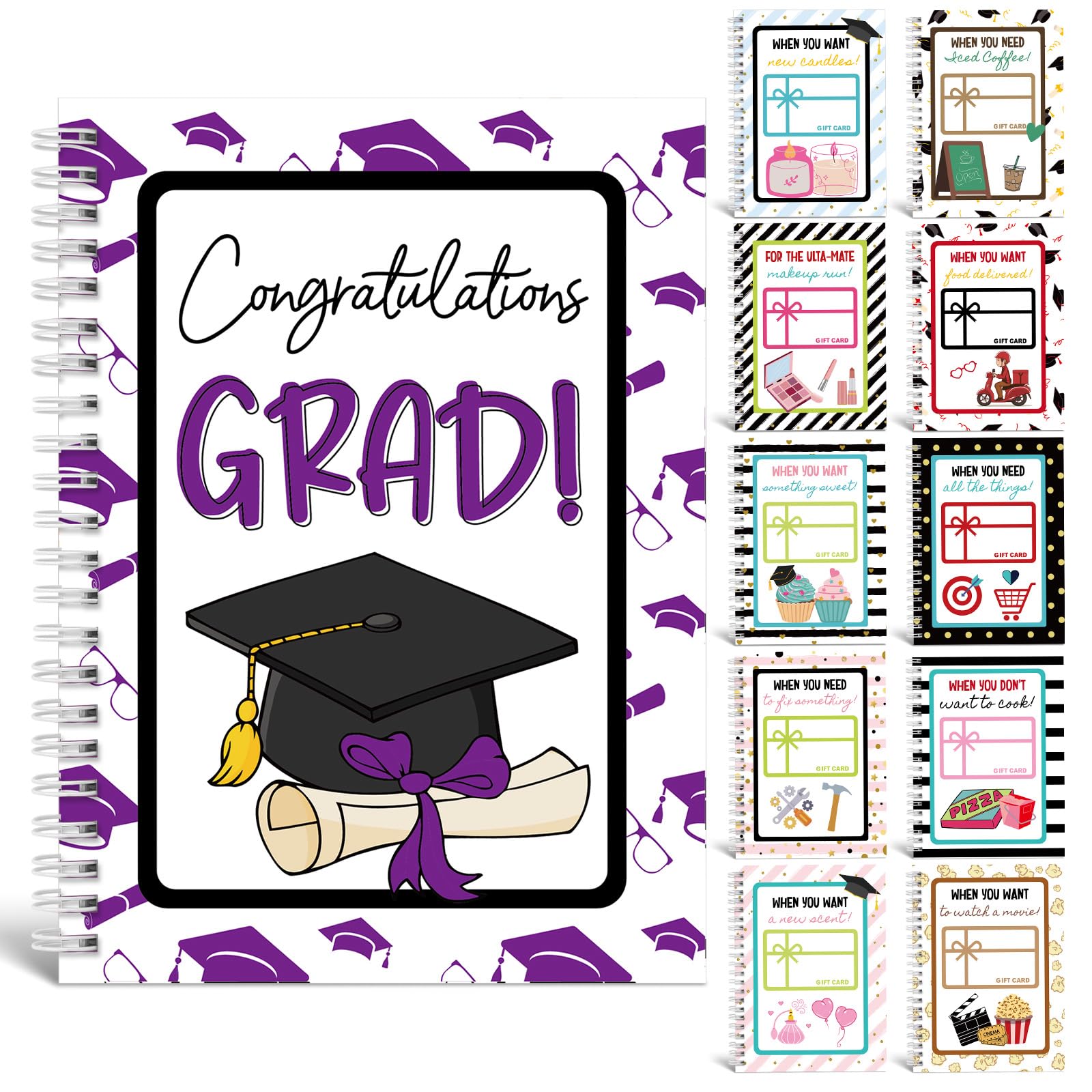 Photo 1 of Motiskyy 2026 Graduation Gift Card Book 7 x 5 Inch College Survival Gift Card Book Congrats Grad Survival Album Keeper for Graduation Leaving Home Season Reminders Greeting(Purple)