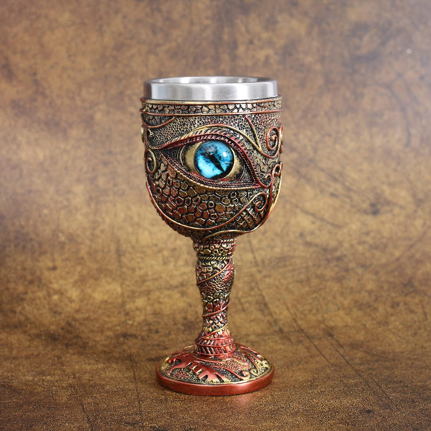 Stainless Steel The Eye of The Dragon Wine Goblet Chalice,Dungeons and Dragons Medieval DragonWine Cups 7oz.Men’s Gift (Blue Eyes) image 4