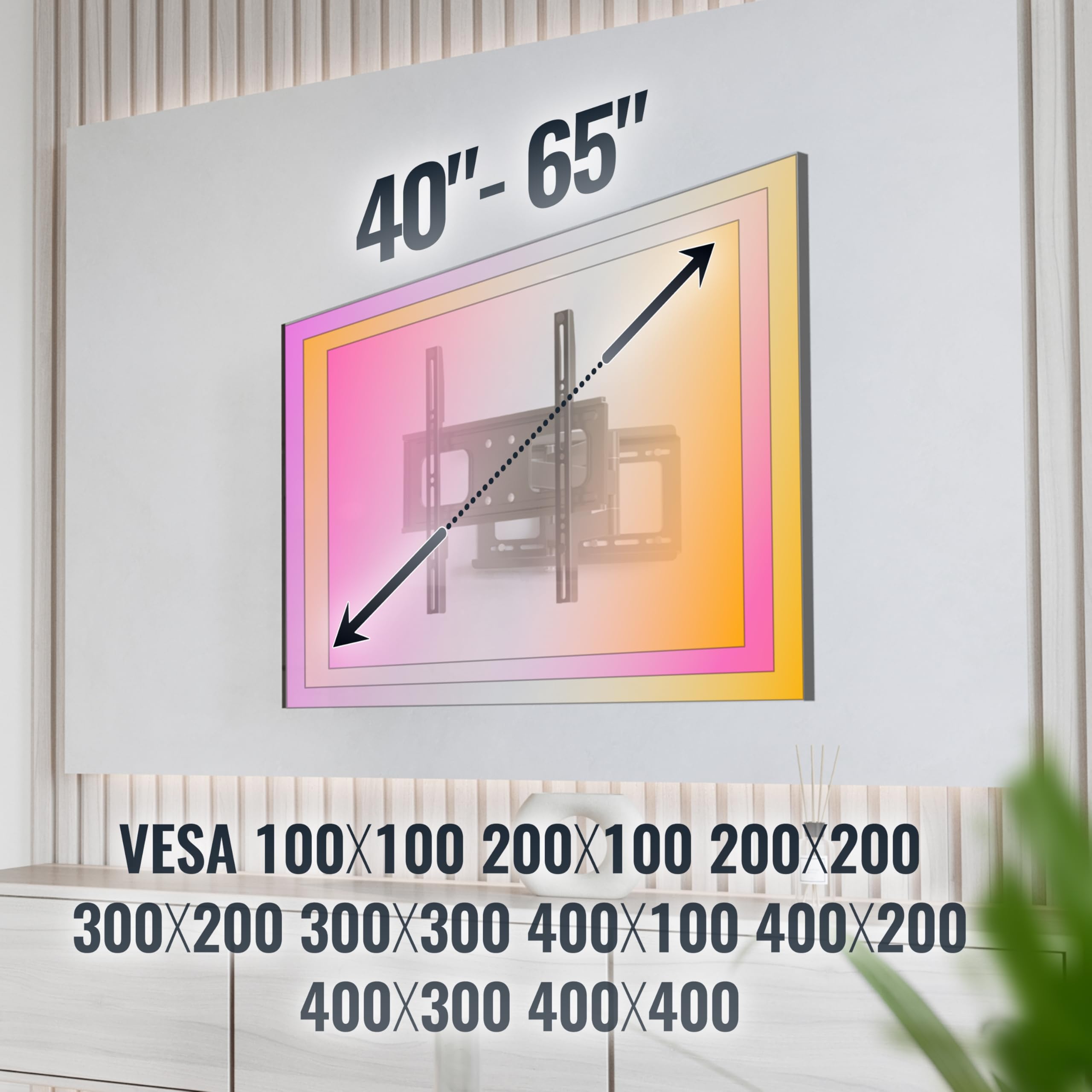 RICOO Soporte TV Pared Giratorio Inclinable Televisión 32-60" (81-152cm) S2544 Brazo Universal Televisor LED LCD Curvo VESA 200x200-400x400