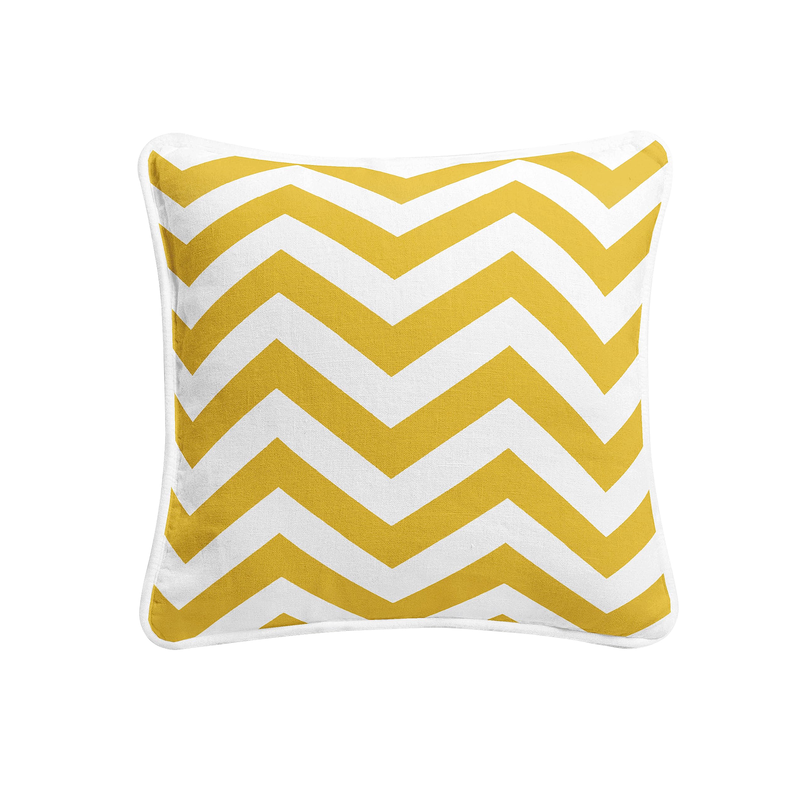 Arlinens Chevron Mustard 100% Cotton Duck Quality Printed Cushion Covers Size 18"X18" In Following Designs (Chevron Mustard)
