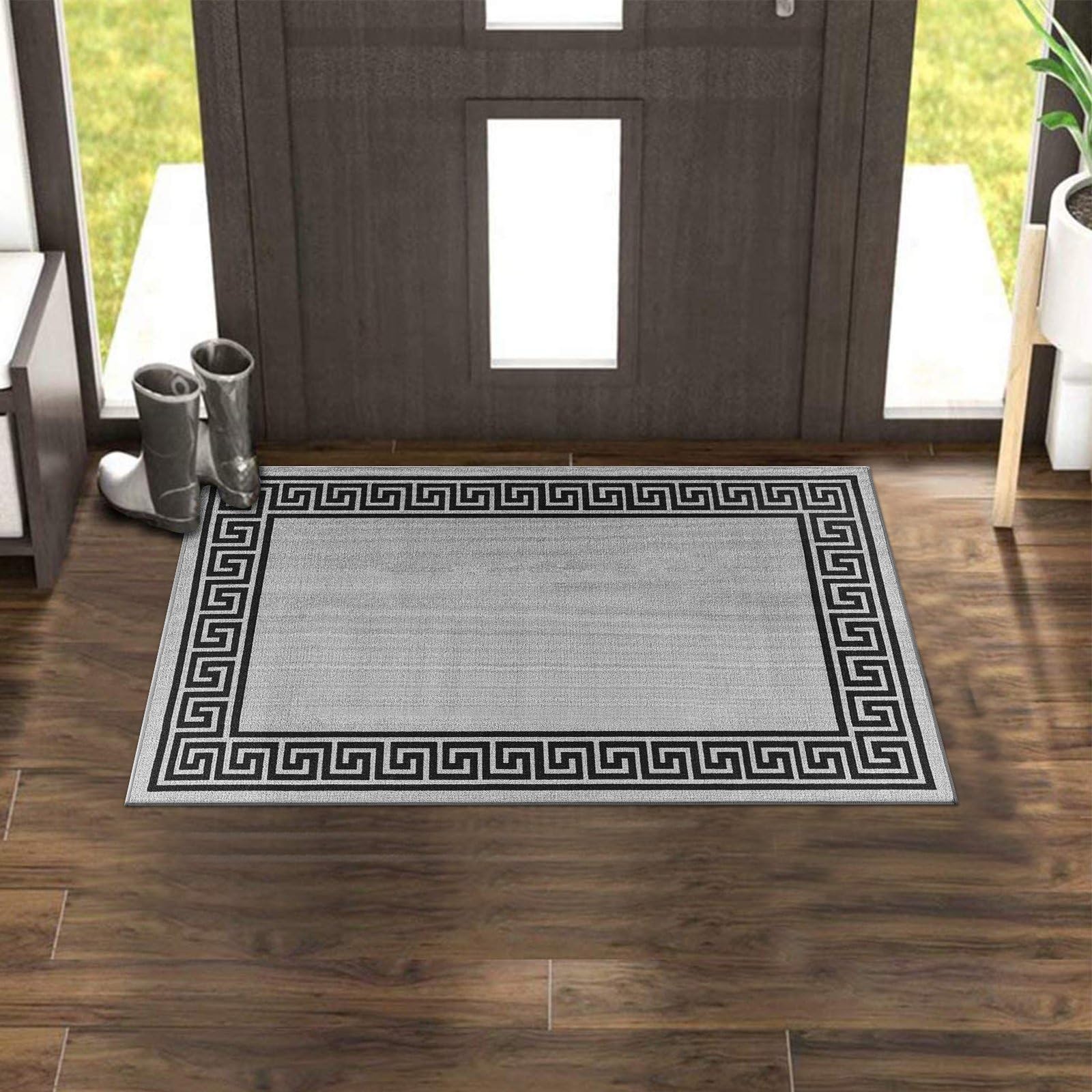 renoazul® Carpet Runners for Hallways Non-Slip Long & Wide Heavy-Duty Plain | 80 x 300 cm Super Absorbent Indoor Stair Carpet and Kitchen Anti-slip Floor Mats - Greeky Rug - Grey & Black — view 25