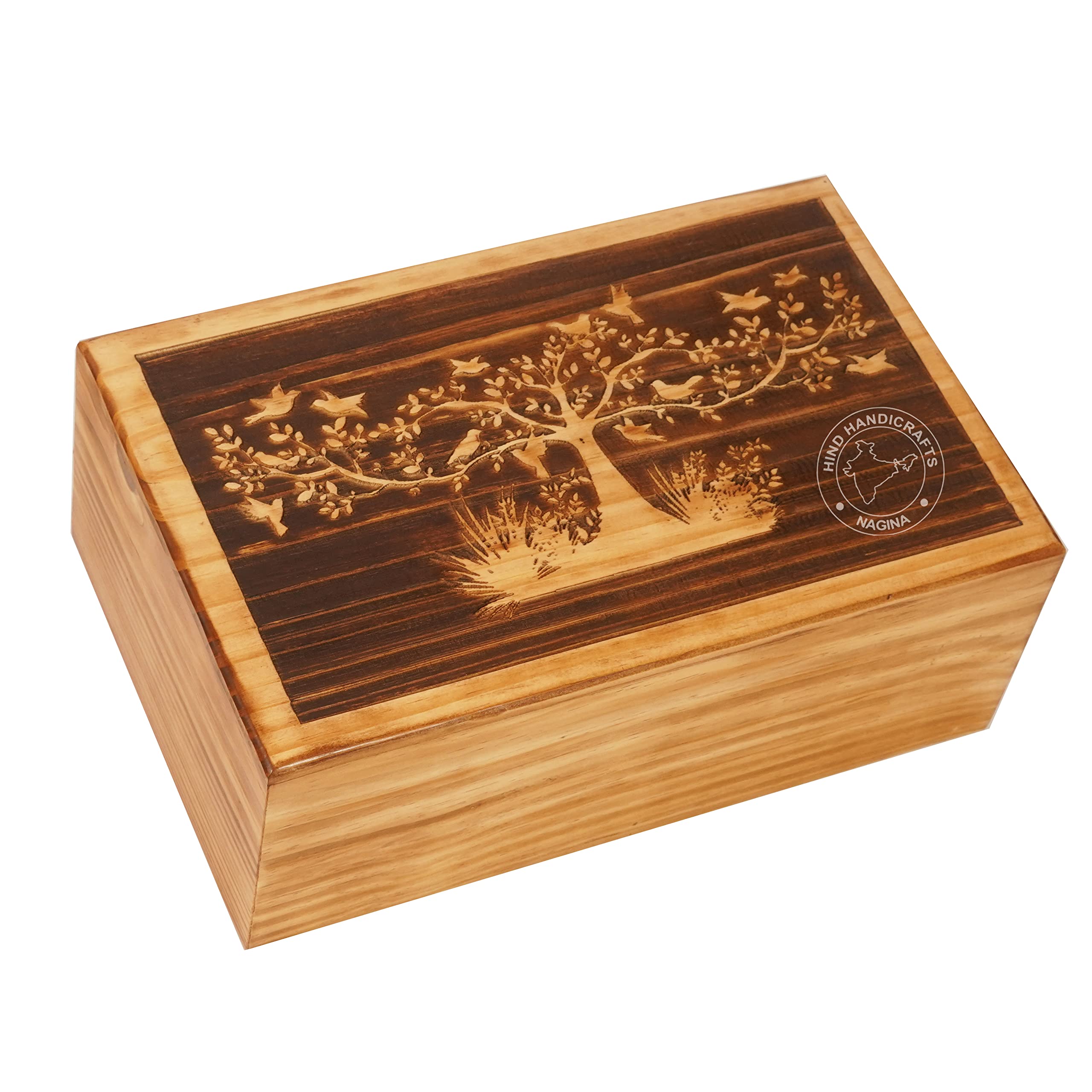 Hind Handicrafts Wooden Memorial Urn Box – Handcrafted Remembrance Keepsake for Human or Pet Ashes – Rustic Funeral Ash Storage Box for Tribute and Healing(11.43 x 27.94 x 17.78 cm) — image 1