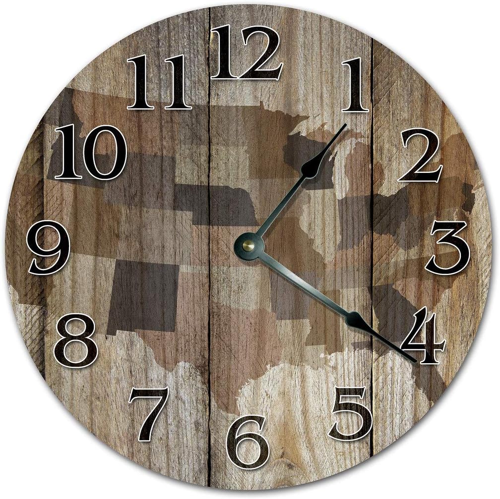 10.5" MAP of United States of America - Living Room Clock - Large 10.5" Wall Clock - Home Decor Clock