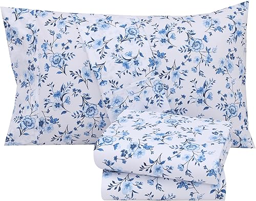 Miniatura 8 de RUVANTI 100% Cotton Sheets  King Size Percale Bedding, Cooling & Breathable Floral Design, Durable with a Crisp, Soft & Comfortable Feel, 16" Deep