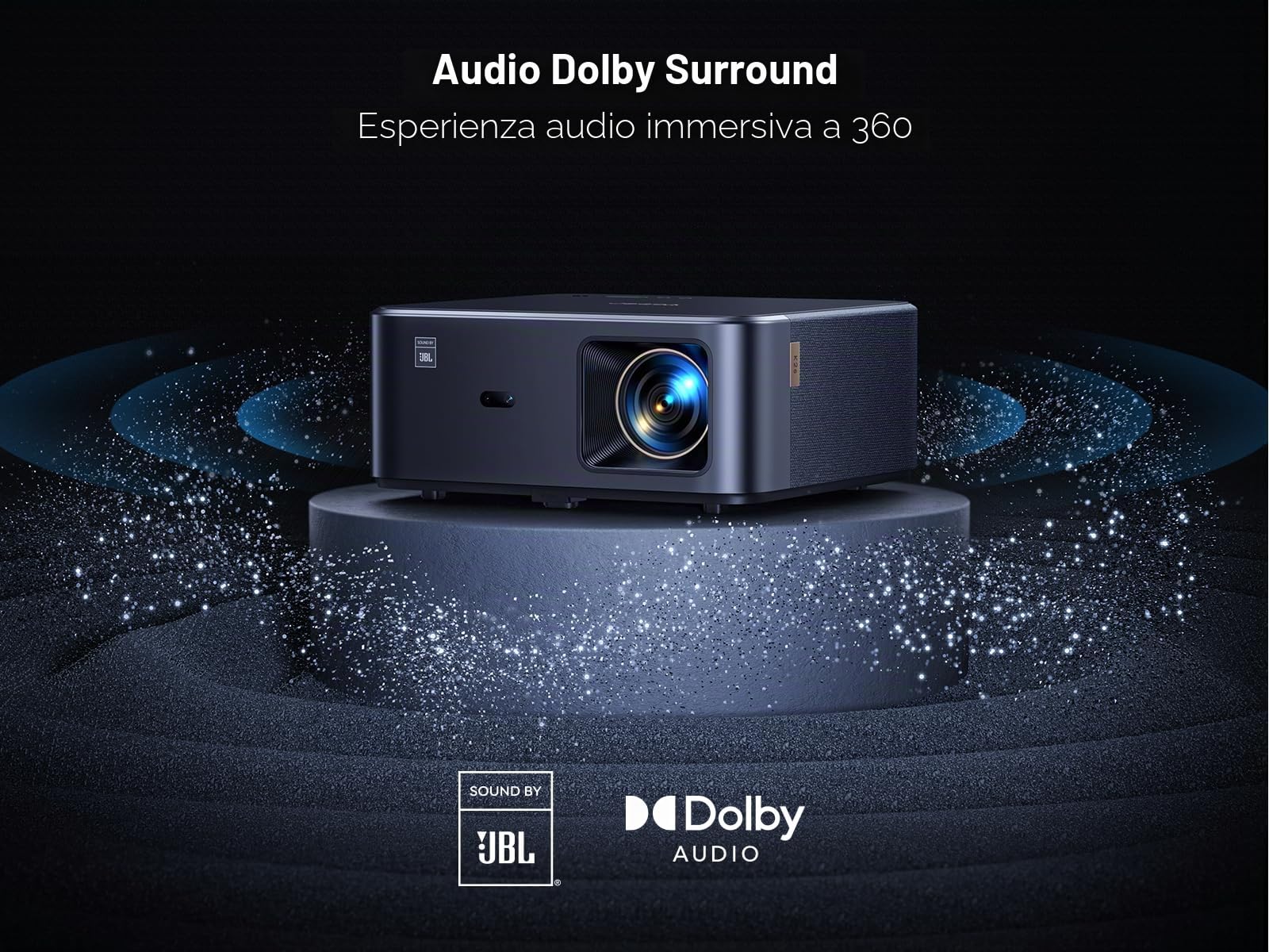 Videoproiettore 4K con audio JBL, YABER Proiettore video supporta Google TV 11.0, WiFi 6 e Bluetooth, videoproiettore portatile 800ANSI, 2 x 10 W Altoparlanti, Full HD 1080P, Auto Focus/Keystone