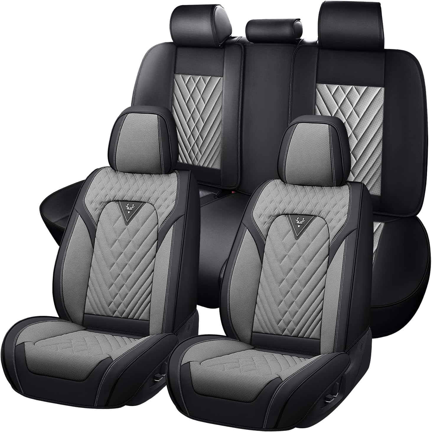 Truck for Ford F250 Seat Covers 2011-2026,Premium Nappa Leather Breathable Waterproof Sports Seat Cover,Easy to Install Automotive Seat Covers（Full Set/Black&Gray）