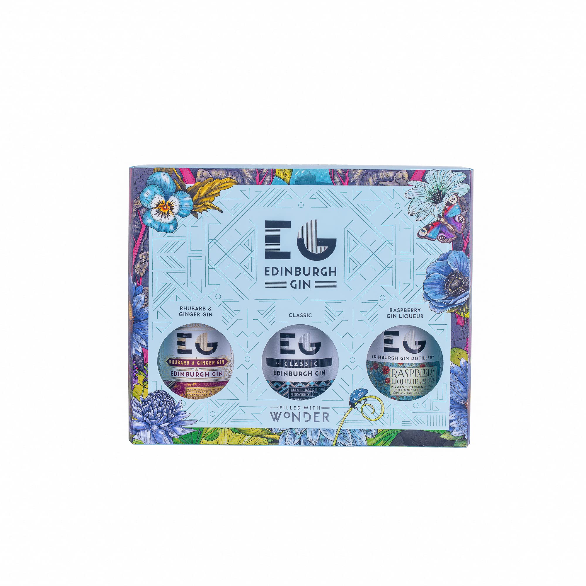 Edinburgh Gin Mixed Gift Pack | 3 x 20cl | The Classic London Dry 43% ABV, Rhubarb & Ginger Flavoured Gin 40% ABV and Raspberry Gin Liqueur 20% ABV | Tasting Pack | Ideal for Gifting for Gin Lovers