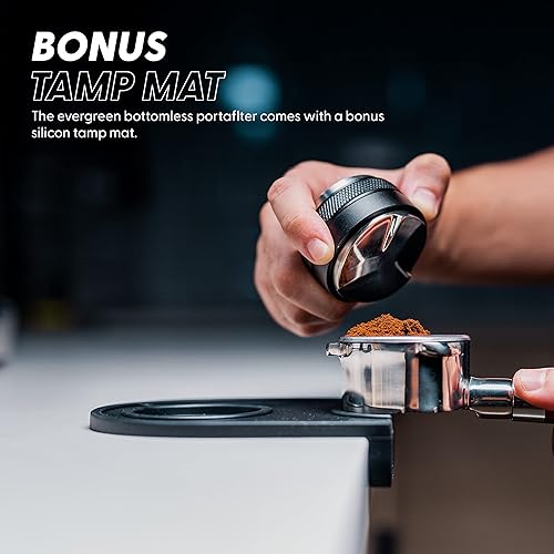 Miniatura 7 de Evergreen Café  Mango de madera sin fondo de 2.126 in con cesta de filtro + alfombrilla de tamp de acero inoxidable 304. Para Breville Barista