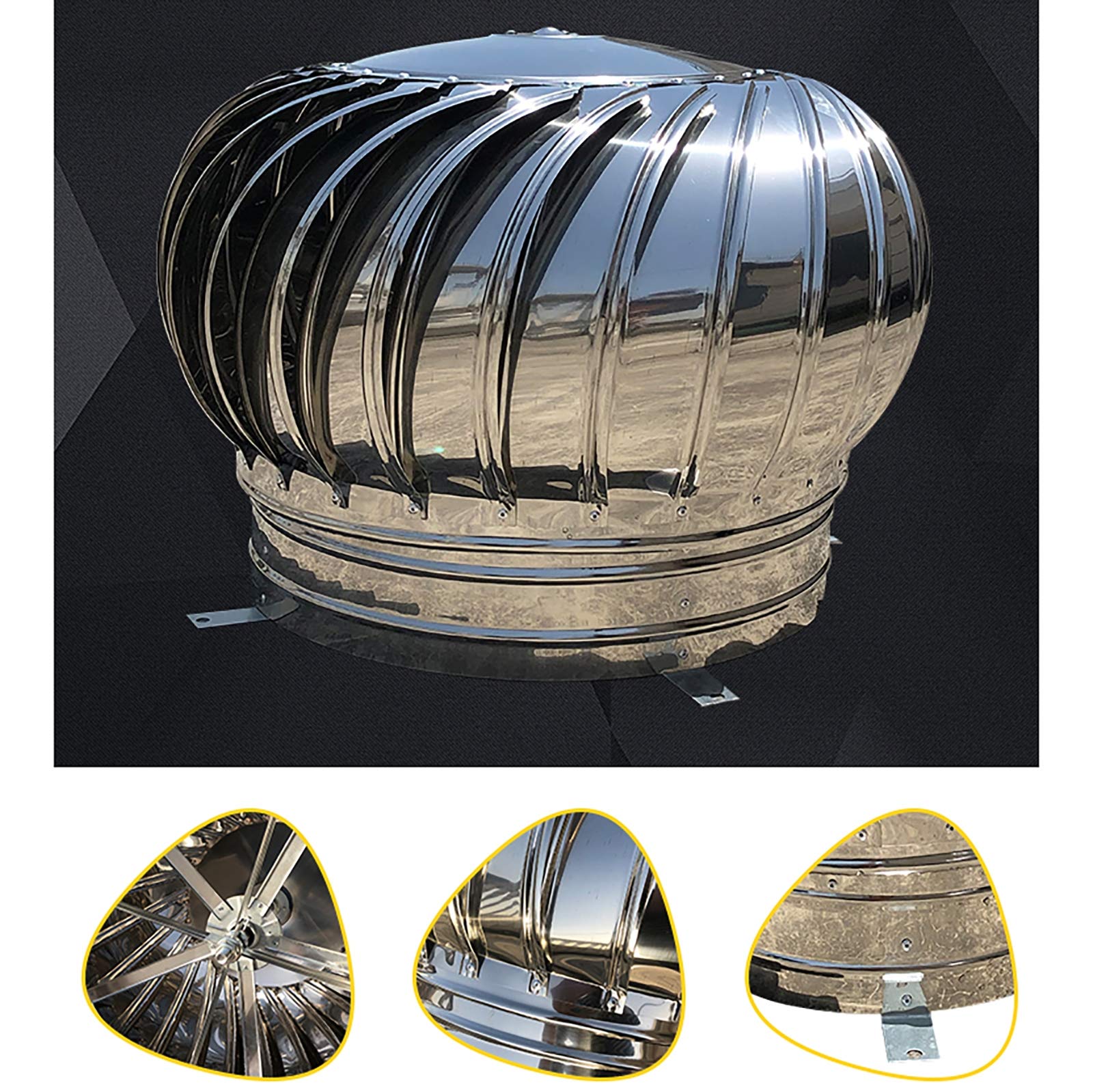 QWEASDF Ø110-400mm Cappello da Pioggia Cappuccio Camino Cappello Camino Attacco in Acciaio Inox Acciaio Rotatibile Ball Attacco Turbotwist Forno Ventilazione Camino Ventilazione,200mm