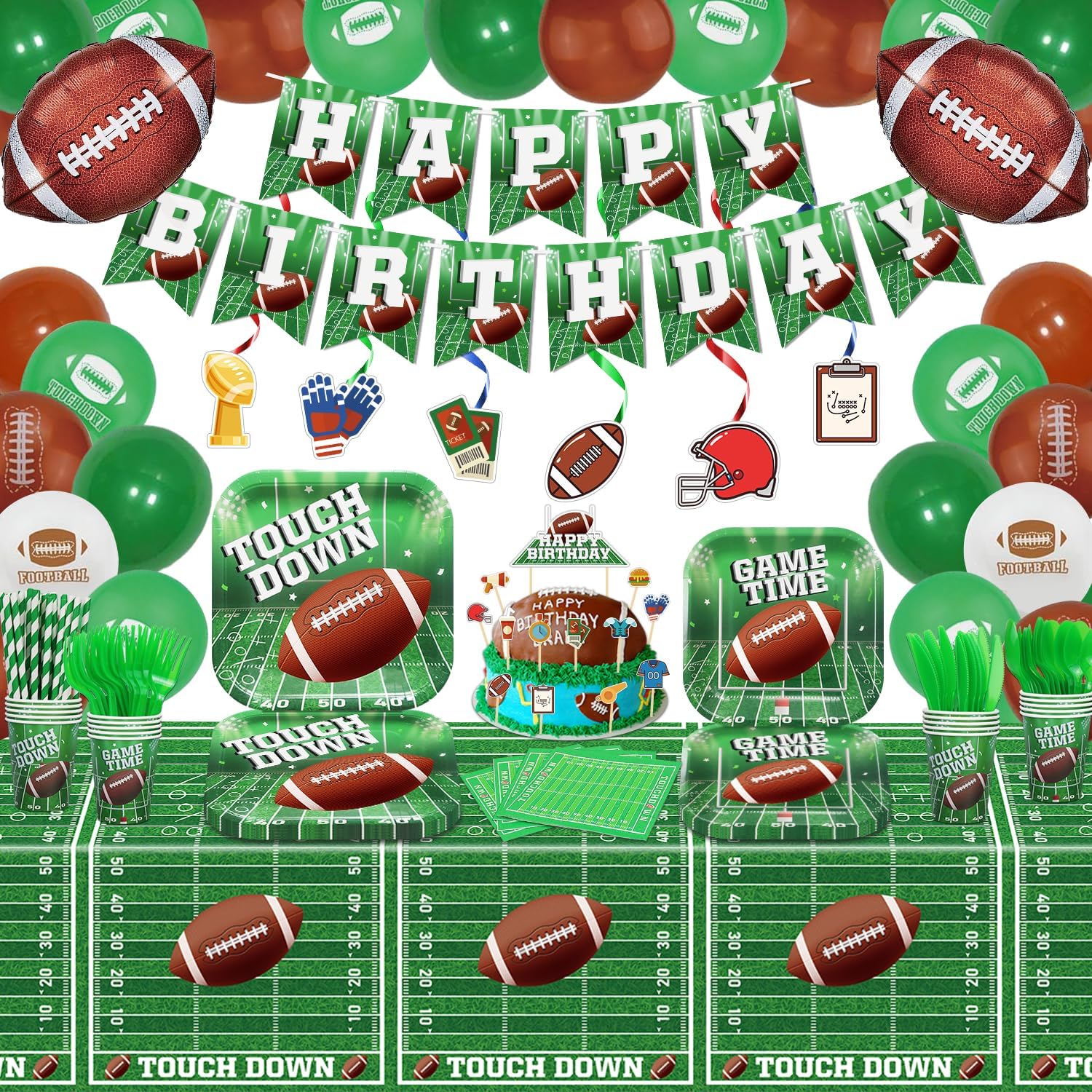 237 Pcs Football party decorations Football Theme Party Supplies Dinnerware Touch