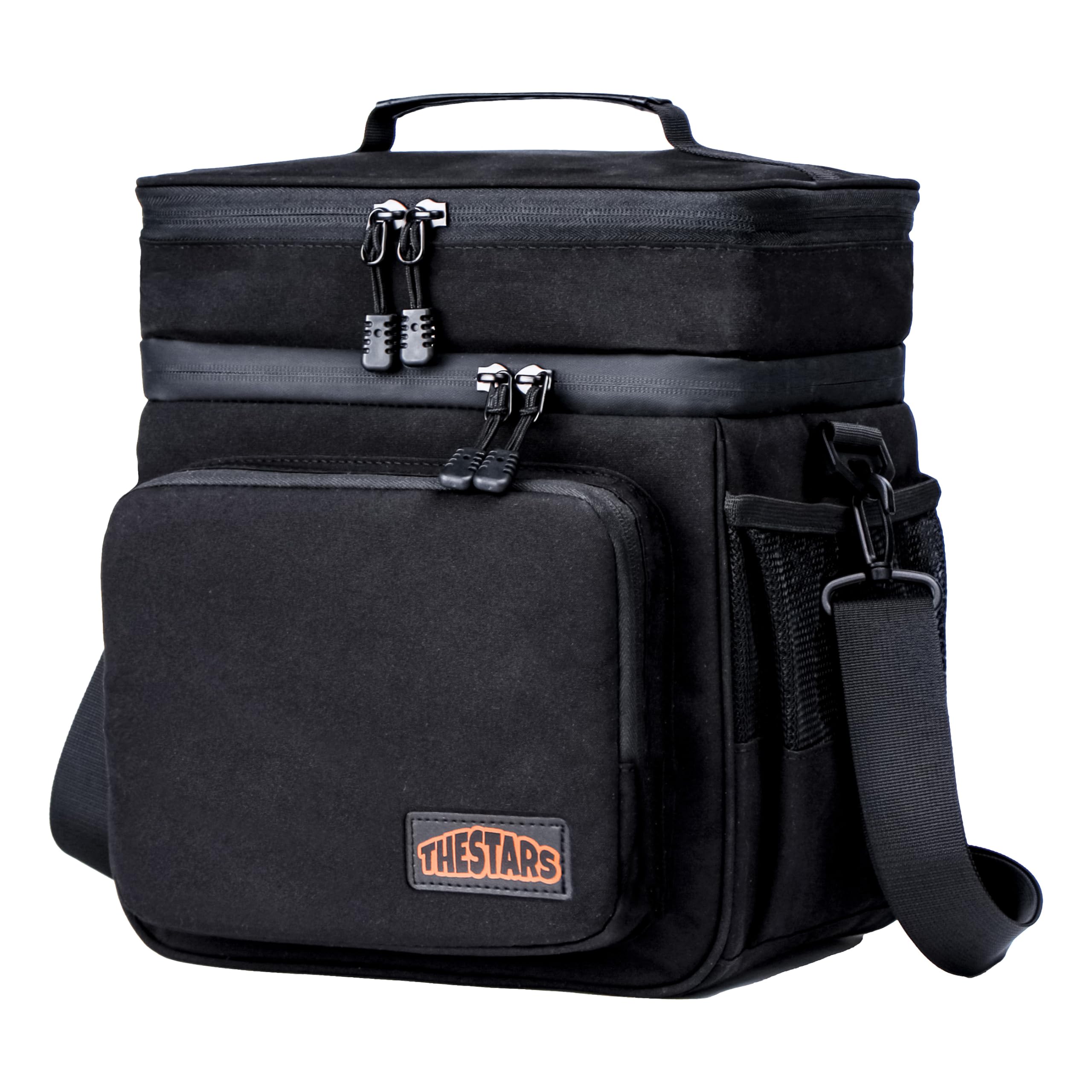 THESTARS Mens Lunchbox for Work, Thermal Insulated Double Deck Lunch Bag, Large Lunch Box Leak Resistant with Premium 900D Heavy-Duty and Durable Waterproof Oxford Fabric for Work (16L)